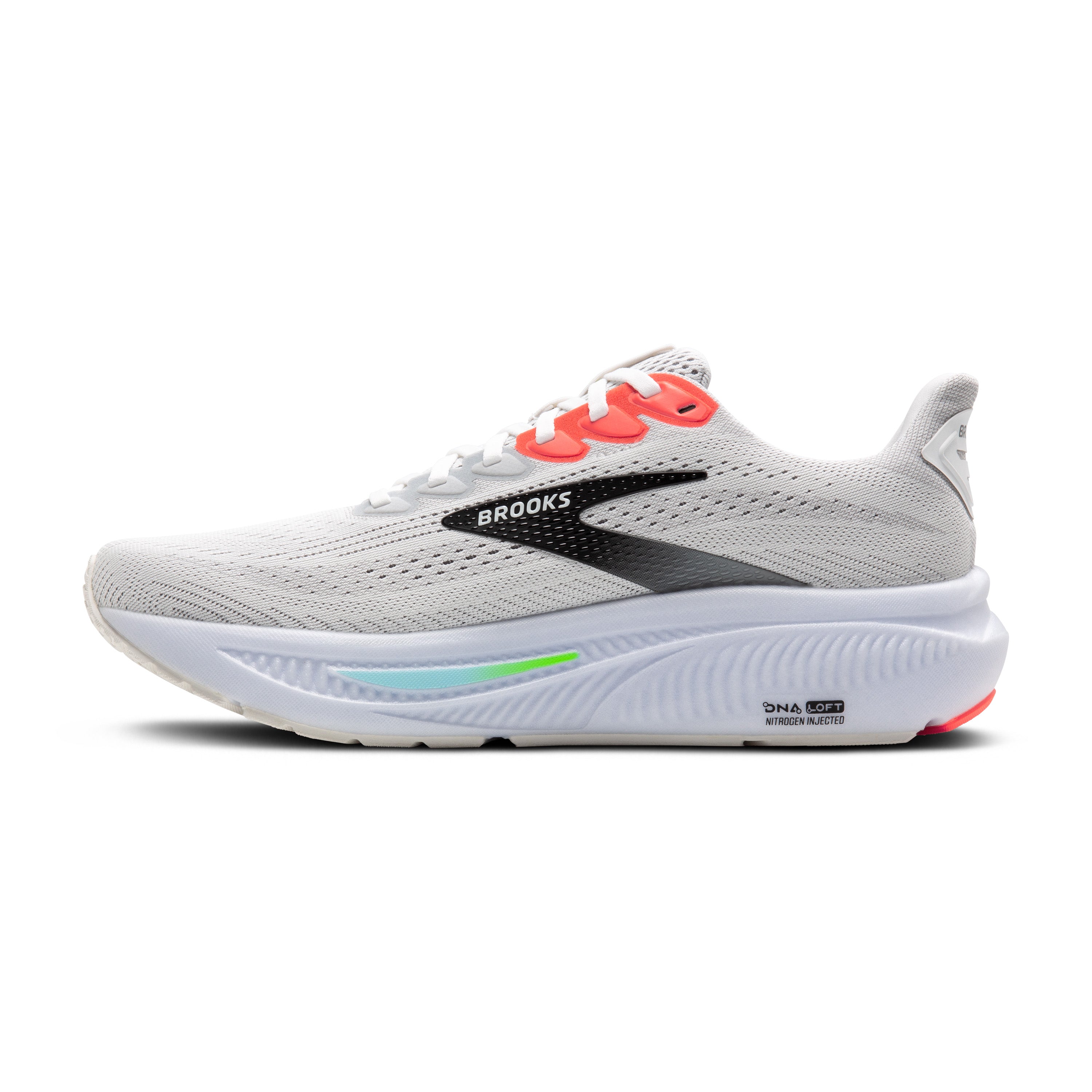 Brooks Ghost 17 Mens Running Shoes - White/Pink Clay/Gecko