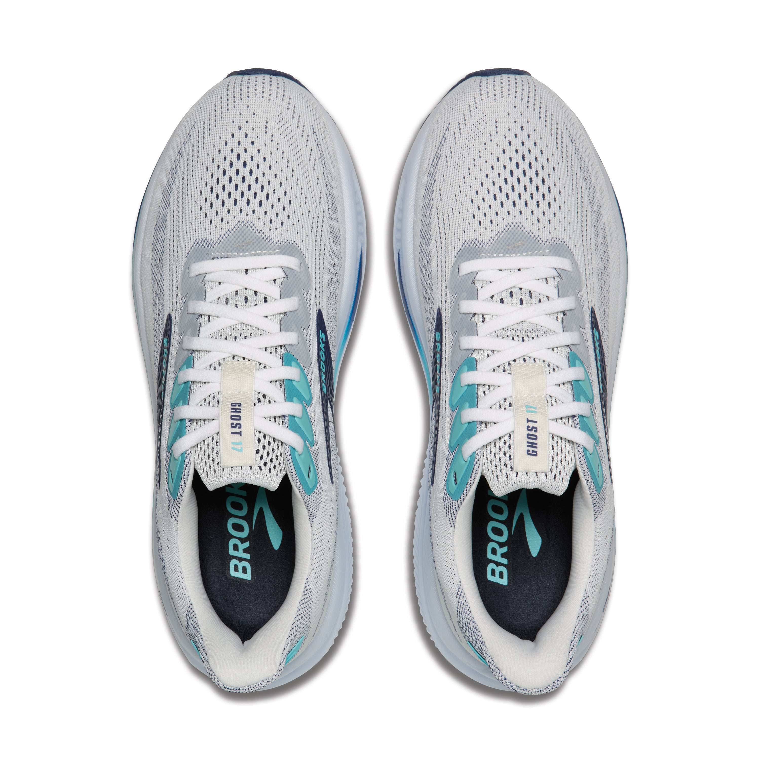 Brooks Ghost 17 Mens Running Shoes - White/Beacon Blue/Ipanema