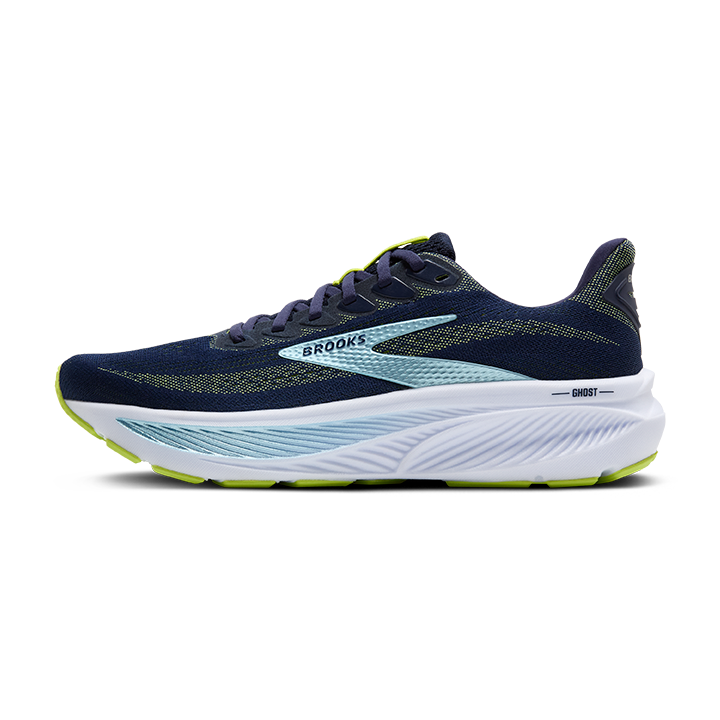 Brooks Ghost 17 Mens Running Shoes - Navy/Blue/Lime