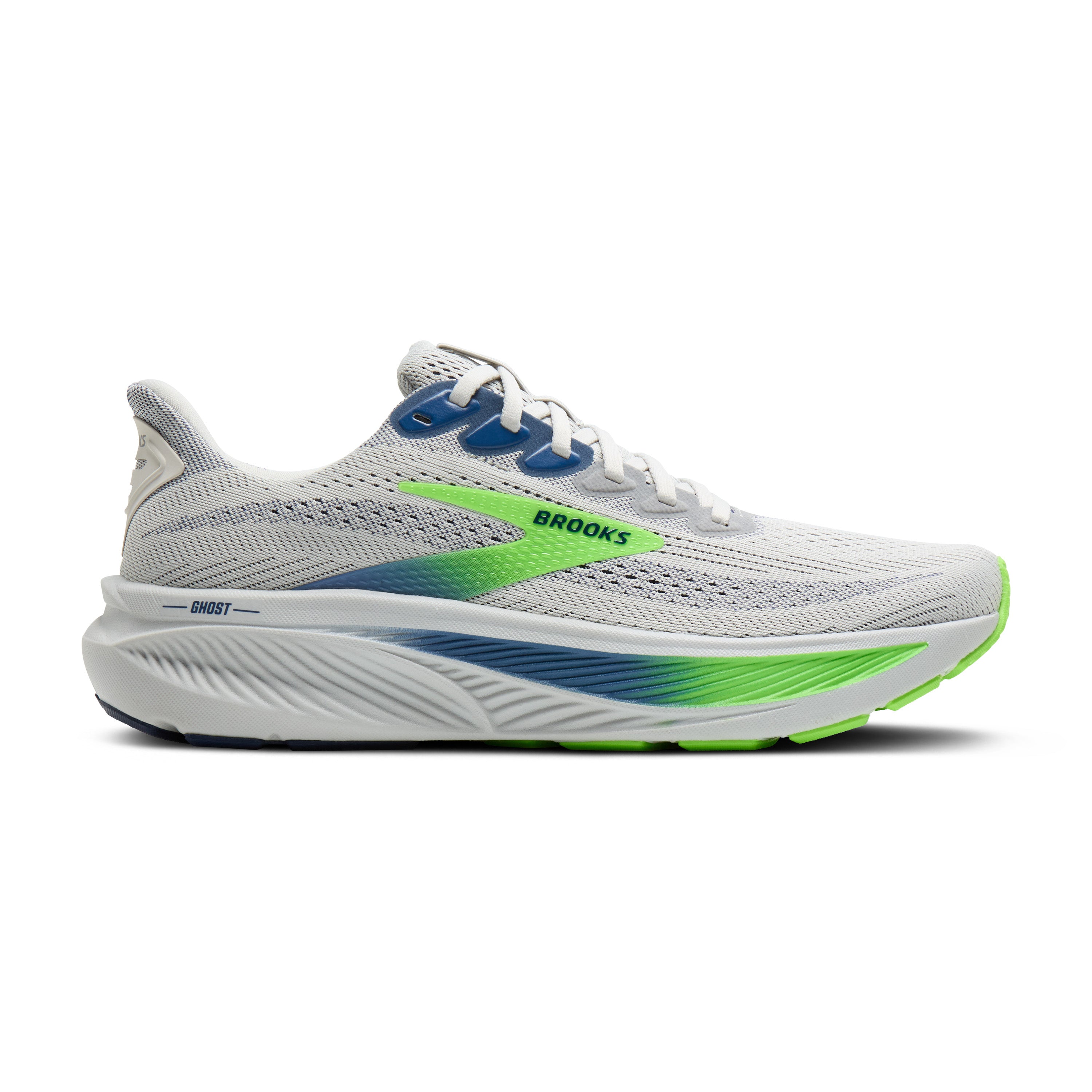 Brooks Ghost 17 Mens Running Shoes - Oyster/Beacon Blue/Gecko
