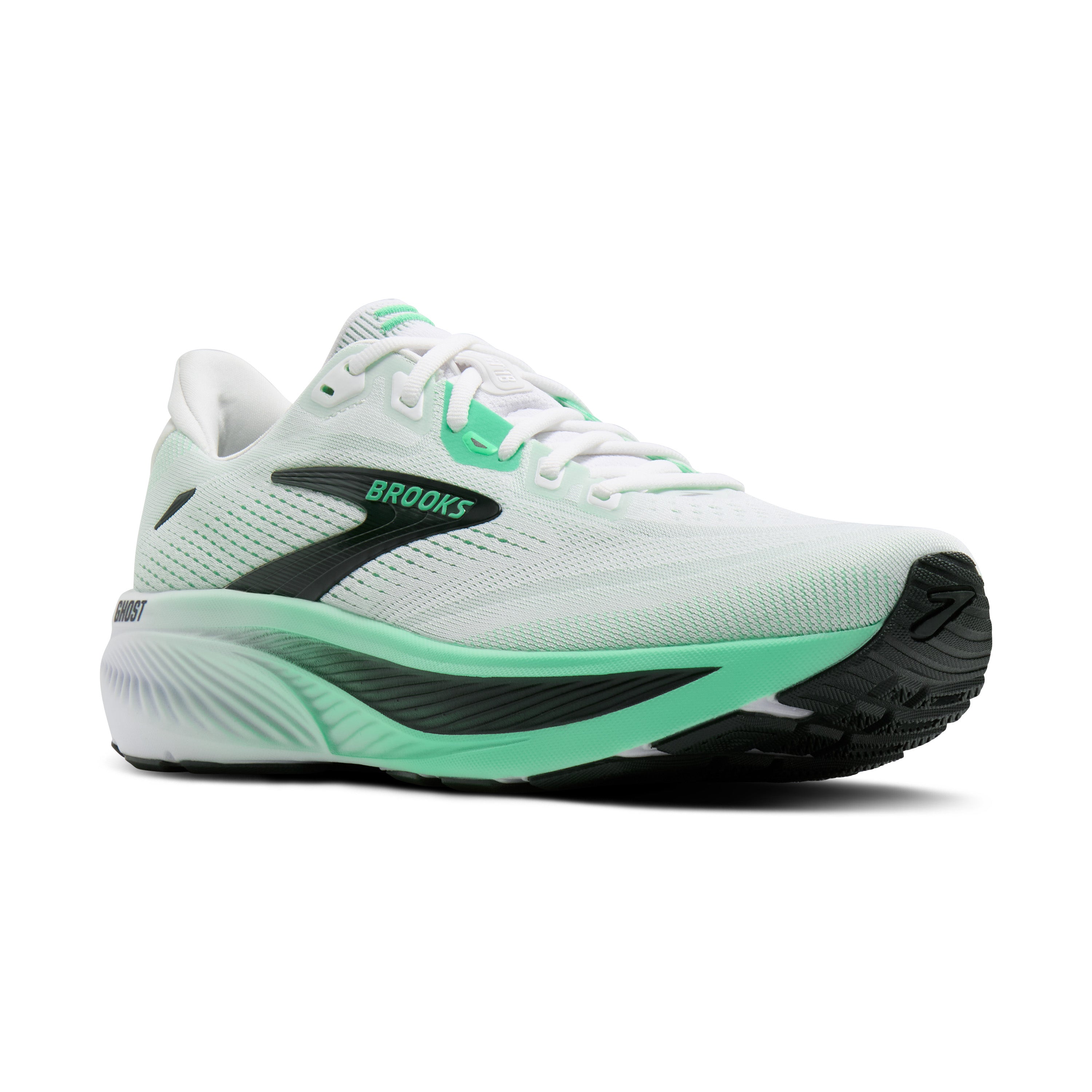 Brooks Ghost 18 Mens Running Shoes - White/Spring Bud/Spruce