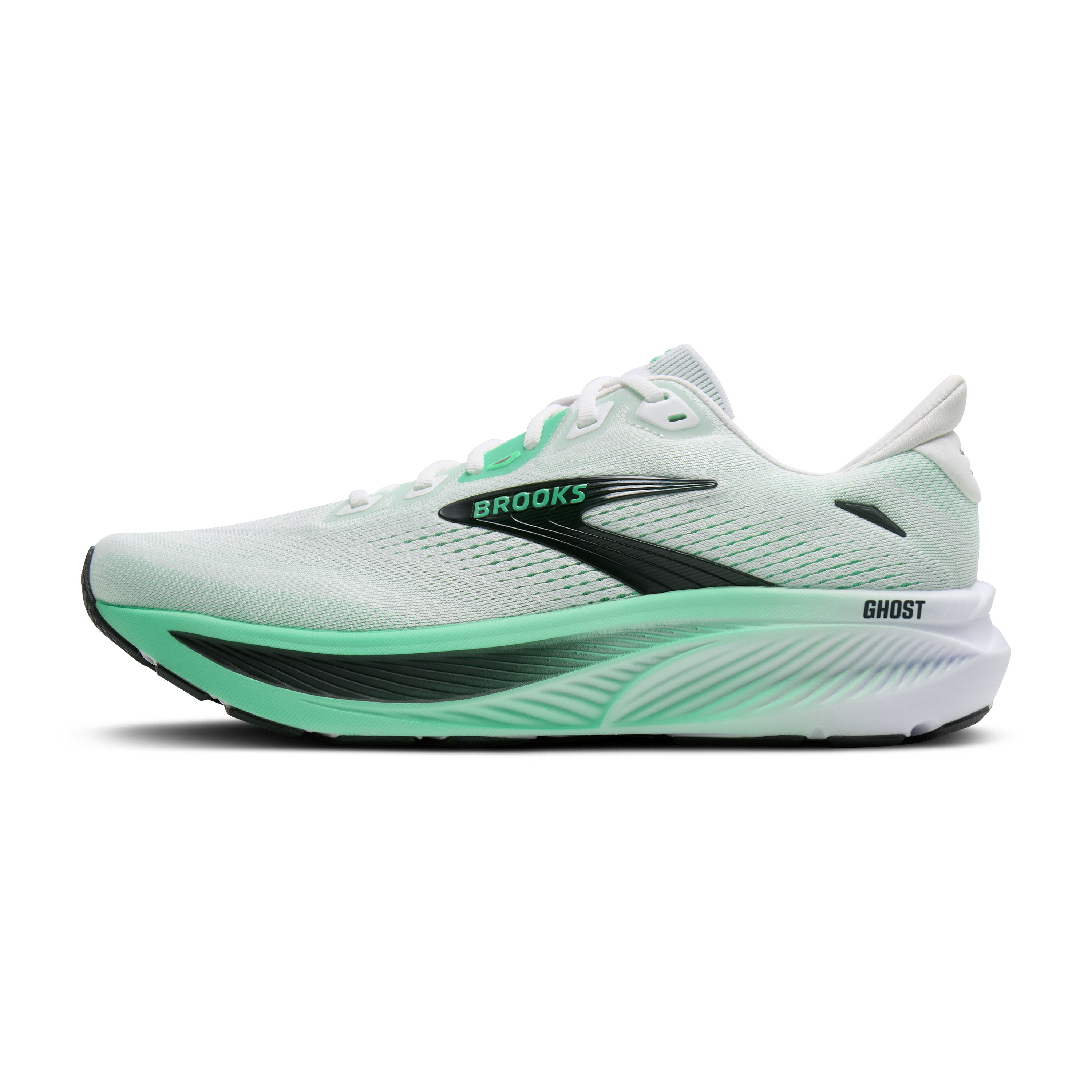 Brooks Ghost 18 Mens Running Shoes - White/Spring Bud/Spruce