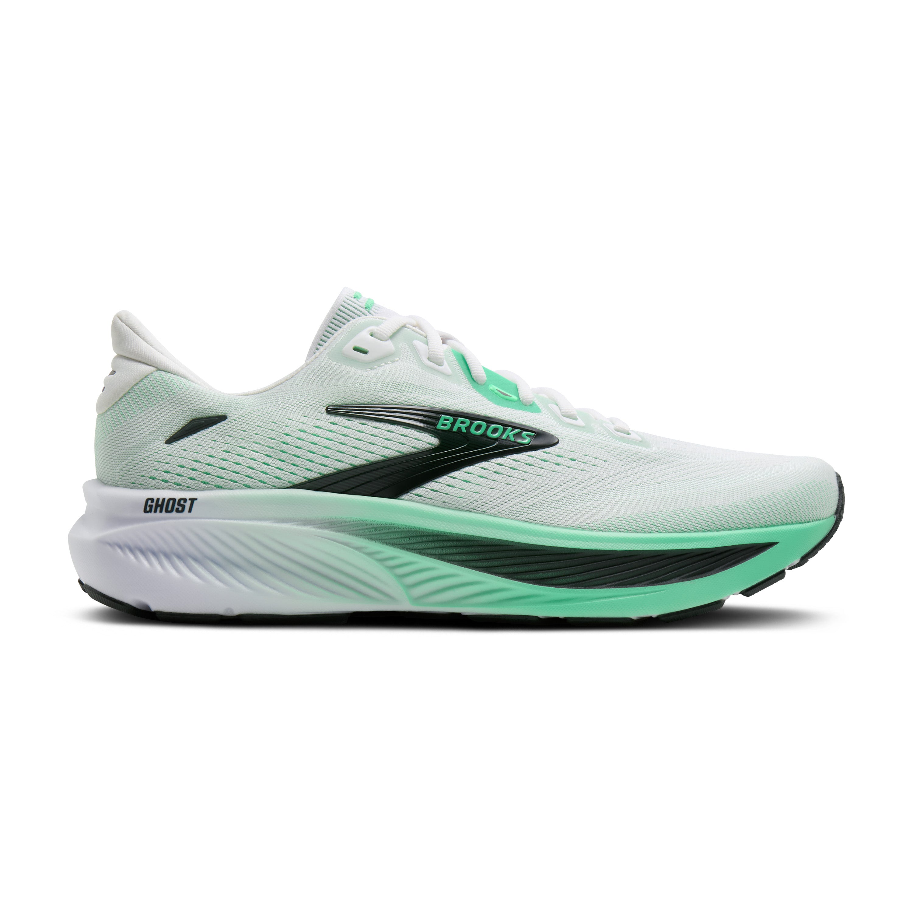 Brooks Ghost 18 Mens Running Shoes - White/Spring Bud/Spruce