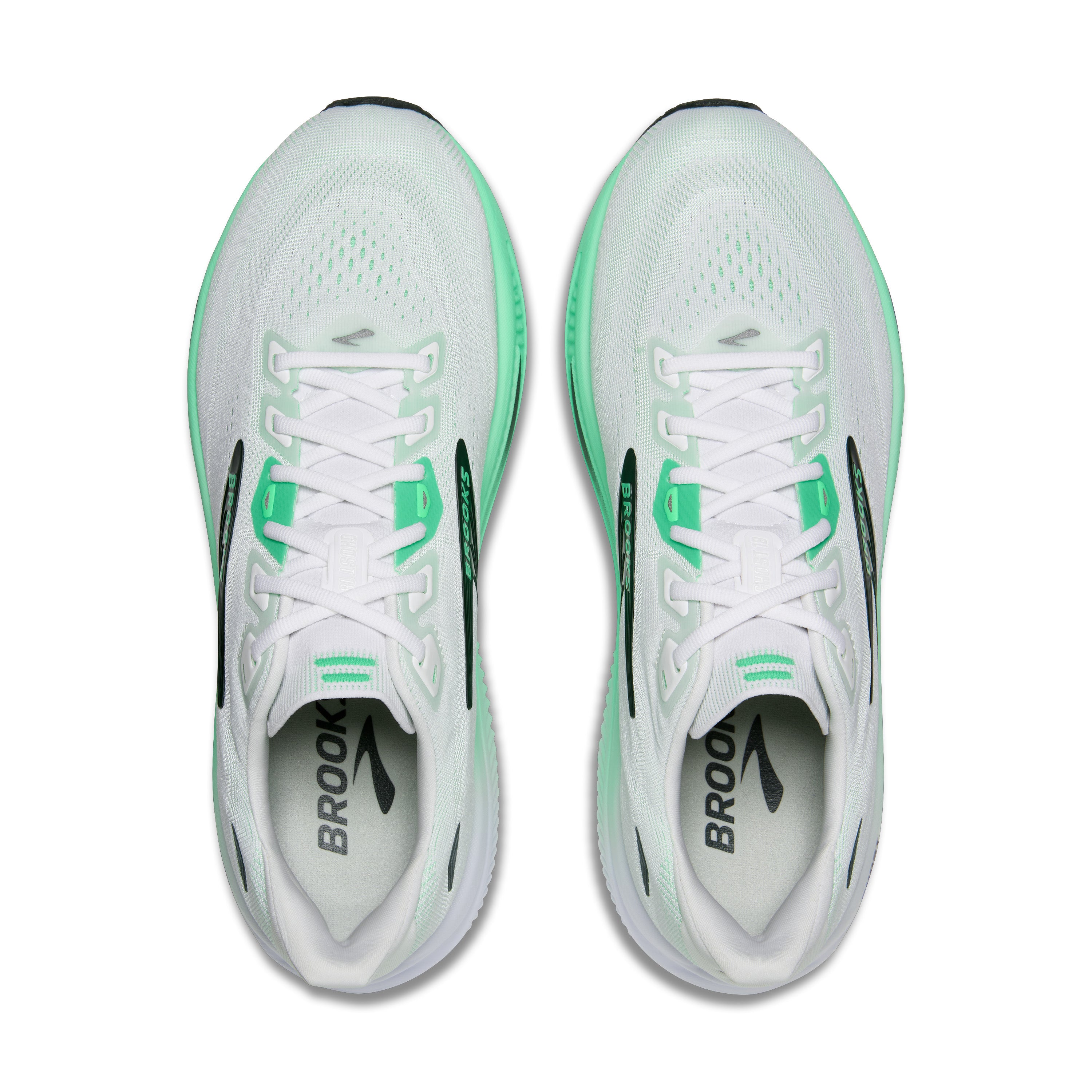Brooks Ghost 18 Mens Running Shoes - White/Spring Bud/Spruce