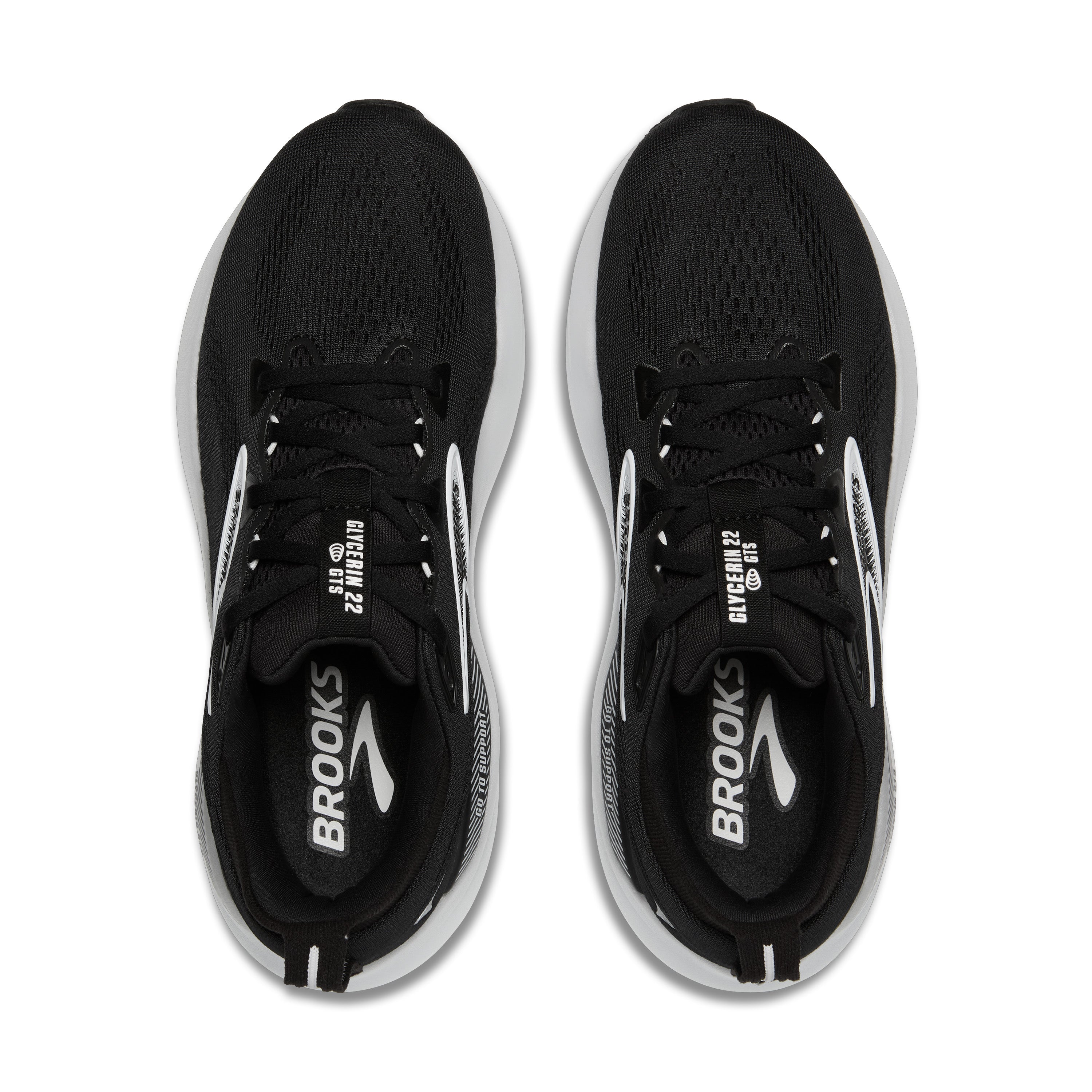 Brooks Glycerin GTS 22 Womens Running Shoes - Black/White