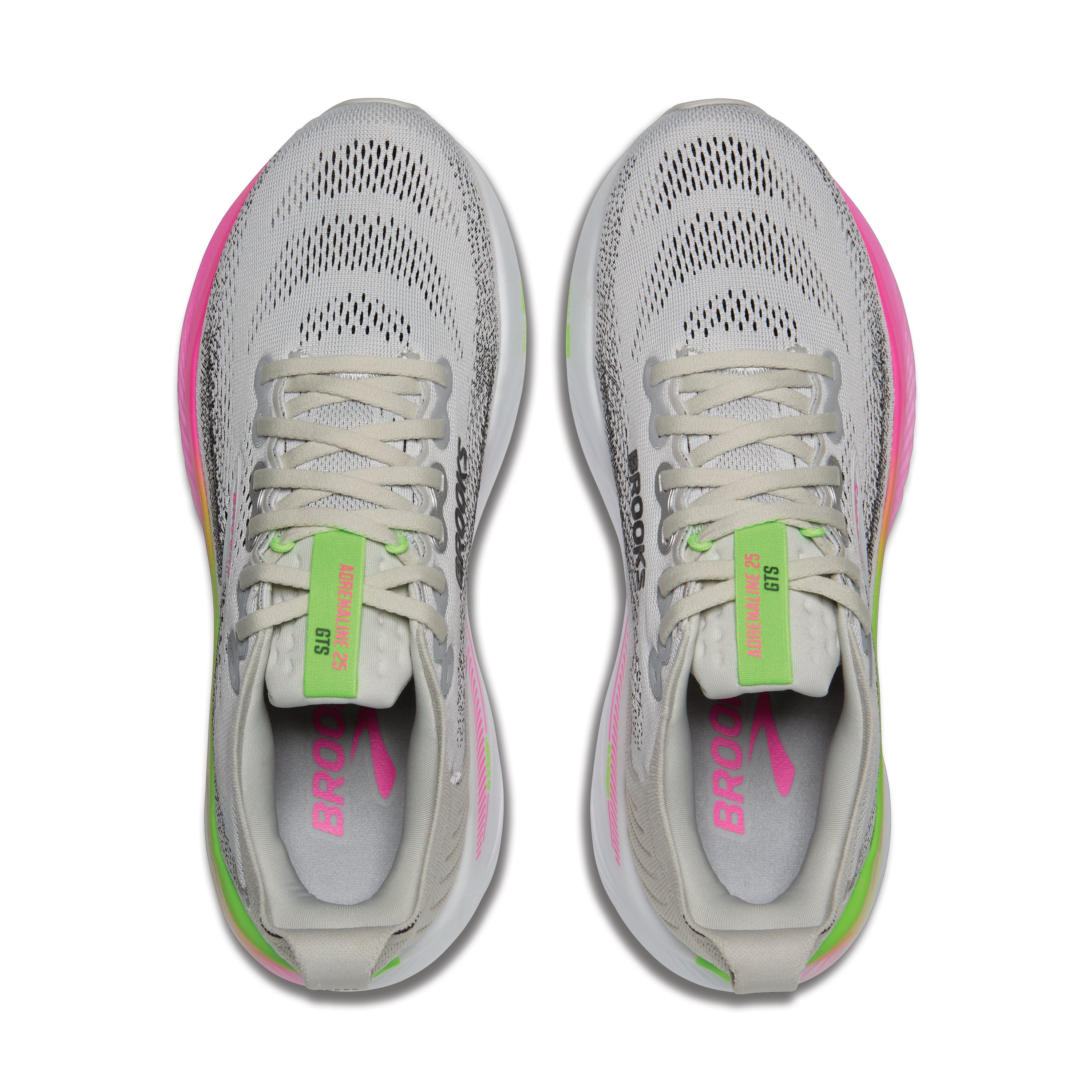 Brooks Adrenaline GTS 25 Womens Running Shoes - Oyster/Pink/Green