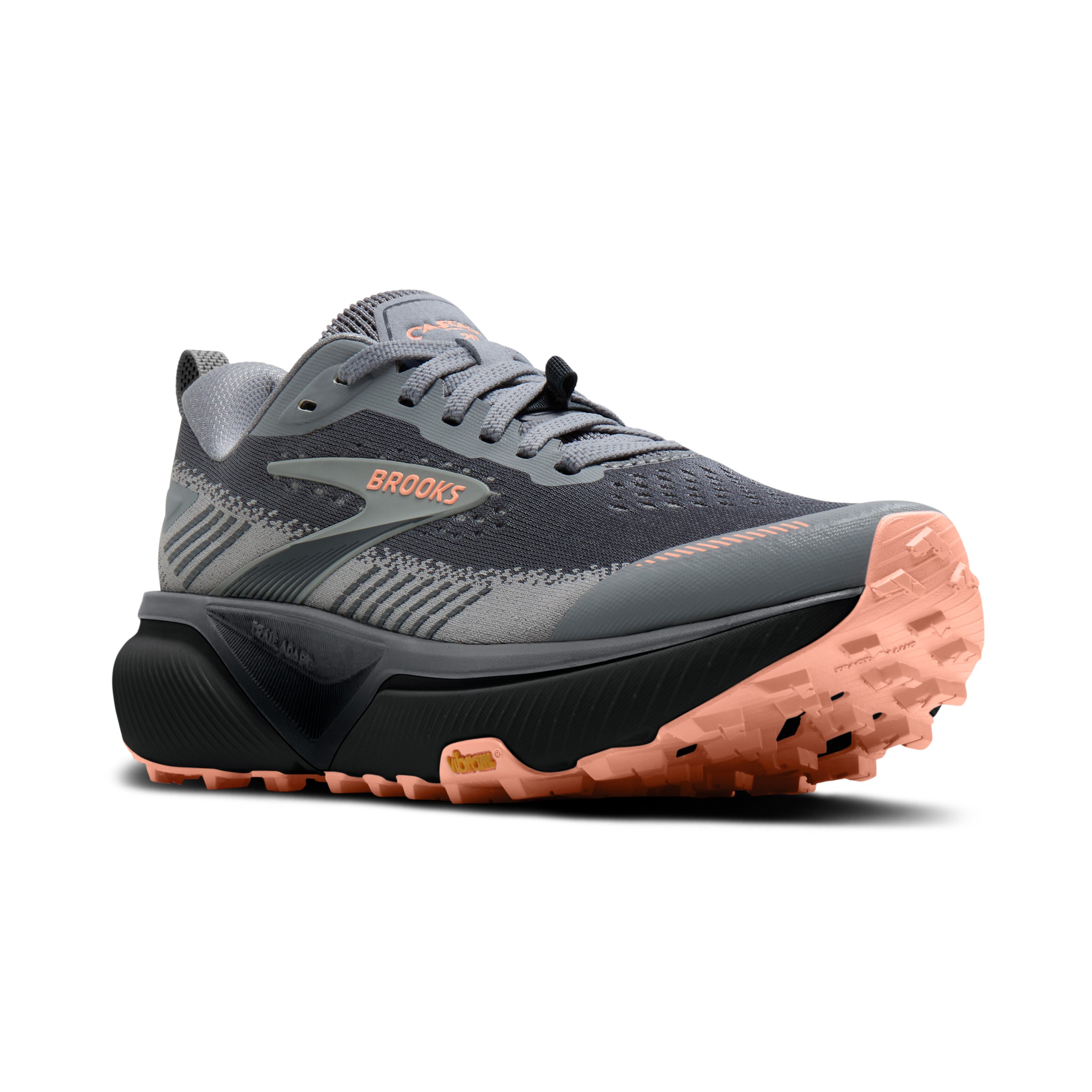 Brooks Cascadia 20 Womens Trail Running Shoes - Grey/Grey/Peach
