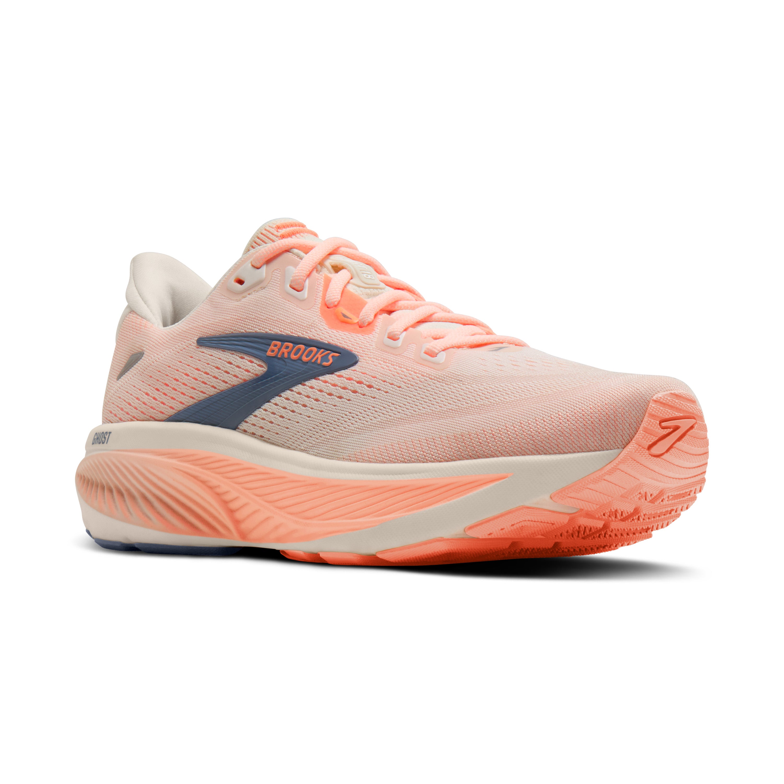 Brooks Ghost 18 Womens Running Shoe - Star White/Cyber Peach/Grey