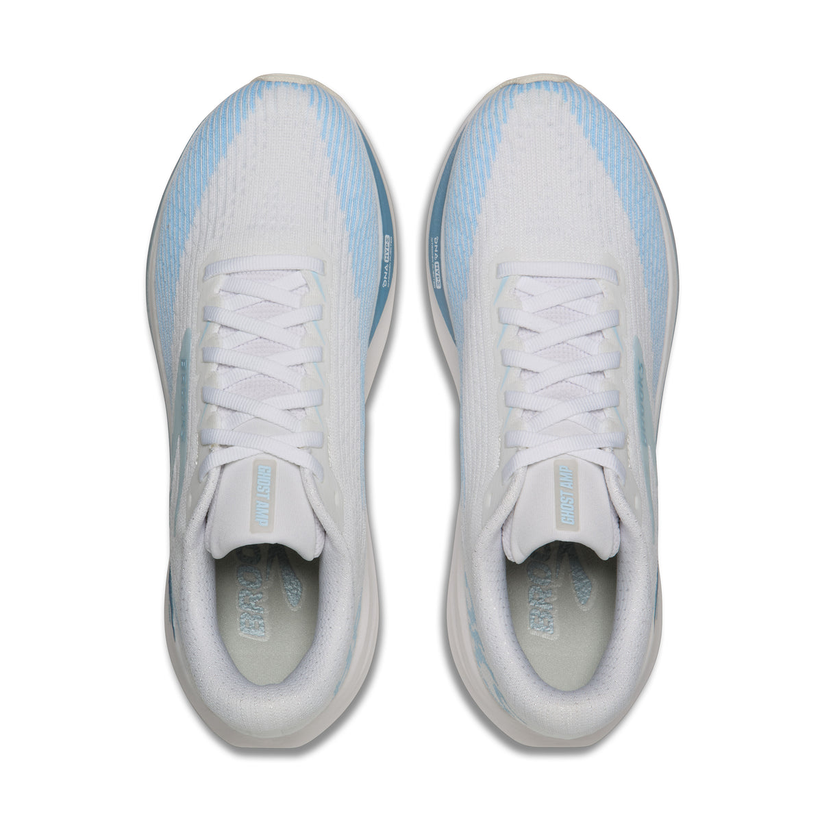 Brooks Ghost Amp Womens Running Shoe - White/Blue/Metallic