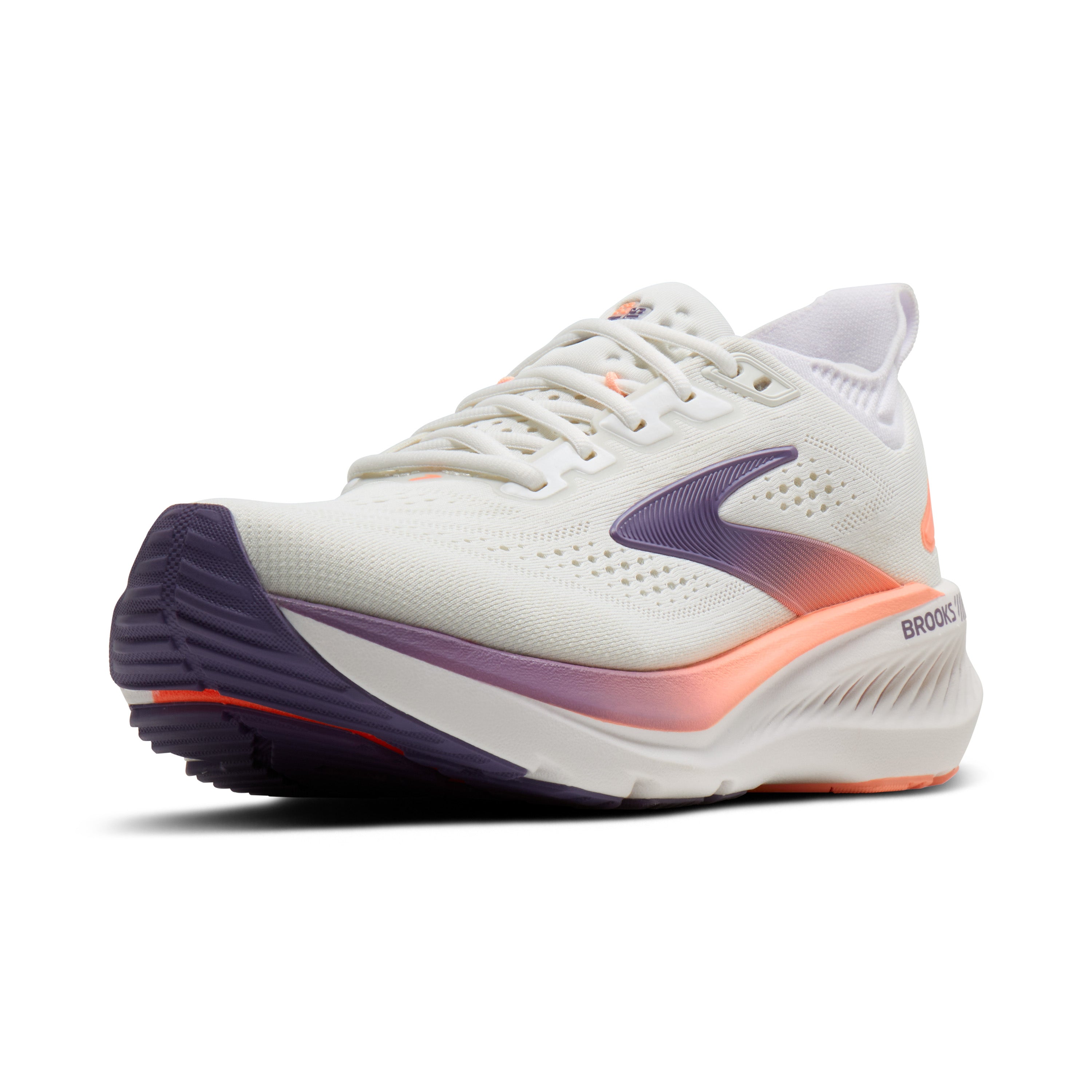 Brooks Glycerin GTS 23 Womens Running Shoes - White/Mulled Grape/Clear