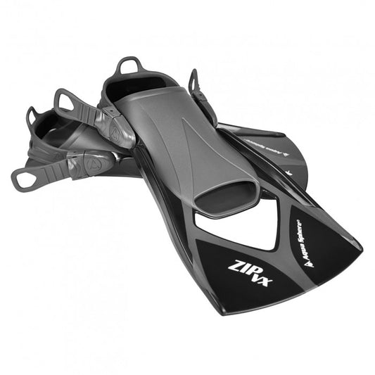 Black and grey training fins for swimming