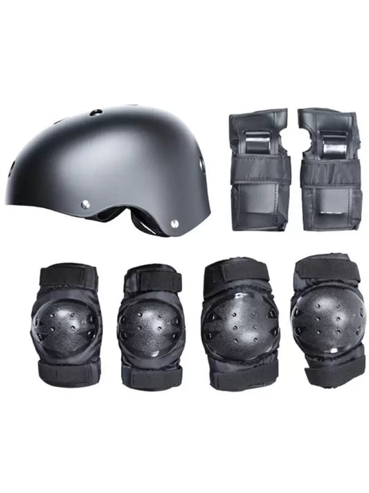 Helmet & Pads 7 Piece Combo Set (Black)