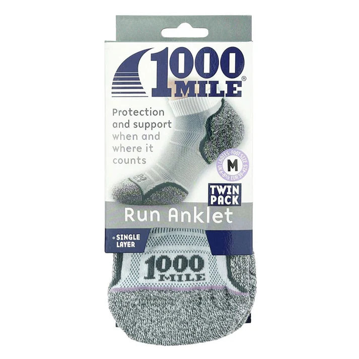 1000 Mile Run Anklet Sock Mens (Twin Pack)