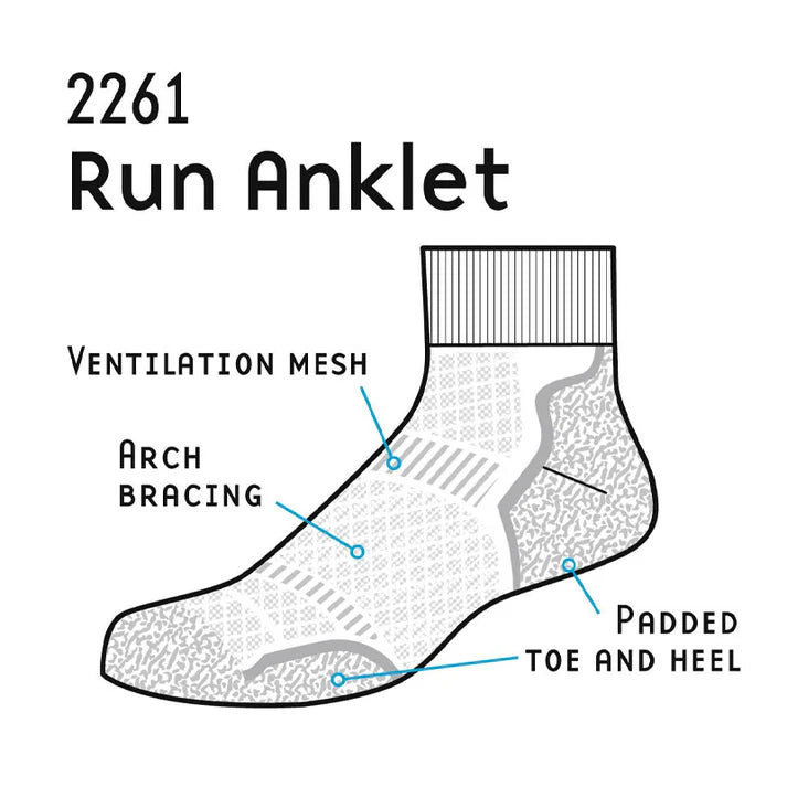 1000 Mile Run Anklet Sock Mens (Twin Pack)