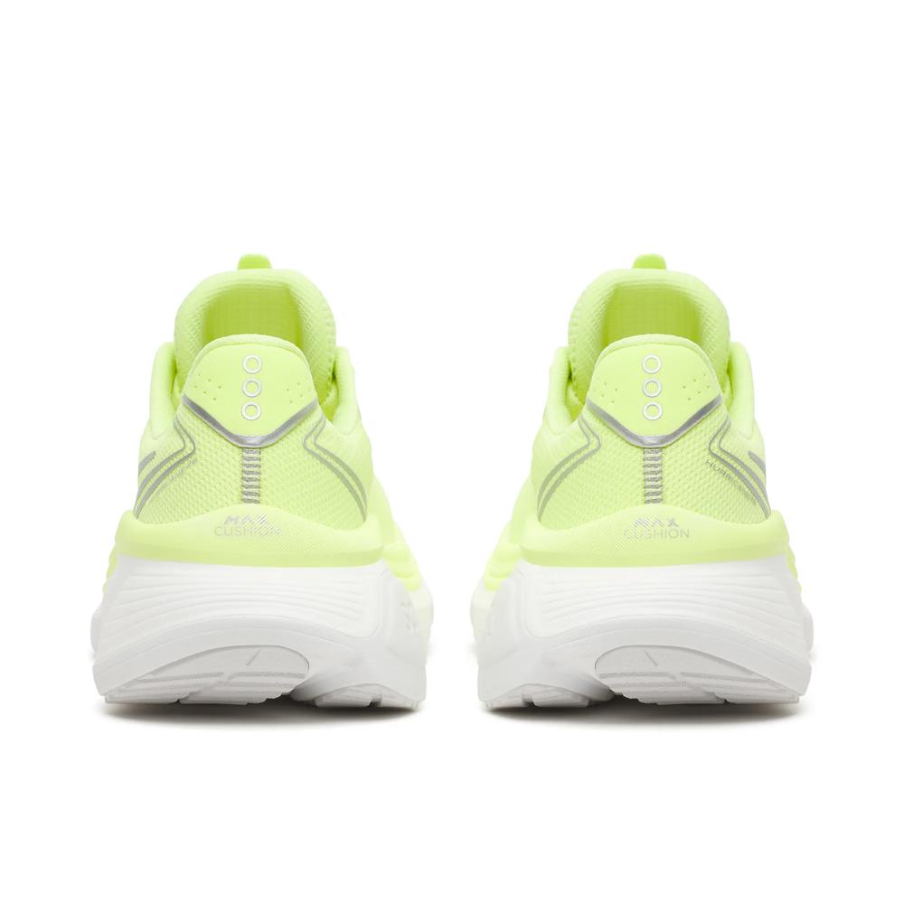 A pair of Saucony Hurricane 26 Womens sneakers shown from the back, featuring a Tart/Silver mesh upper, white midsoles, and reflective silver details.