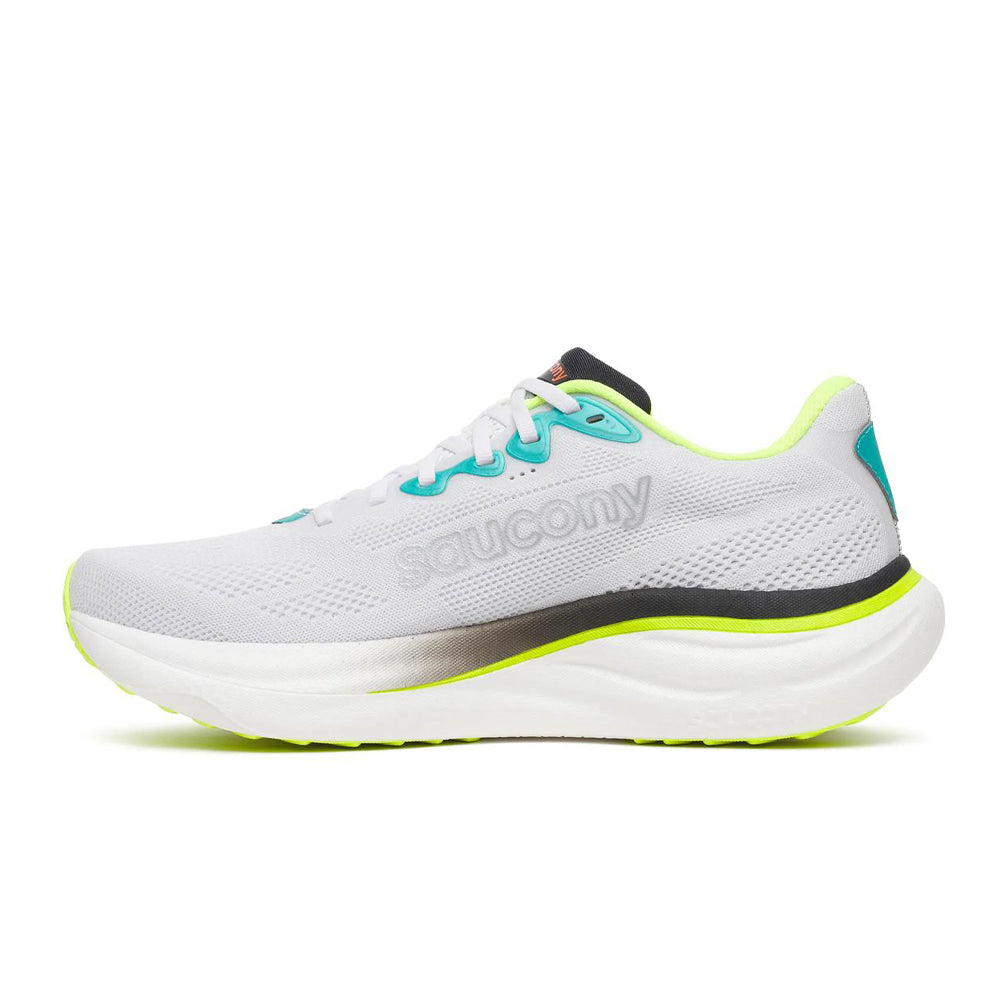 Saucony Ride 19 Mens Running Shoes - White/Citron