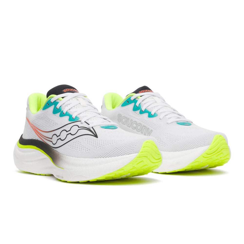 Saucony Ride 19 Mens Running Shoes - White/Citron