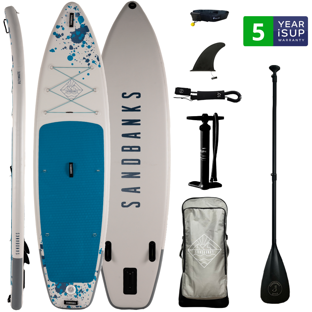 Sandbanks Style Ultimate 10'6'' x 32'' x 4.75'' iSUP Paddleboard package Blue