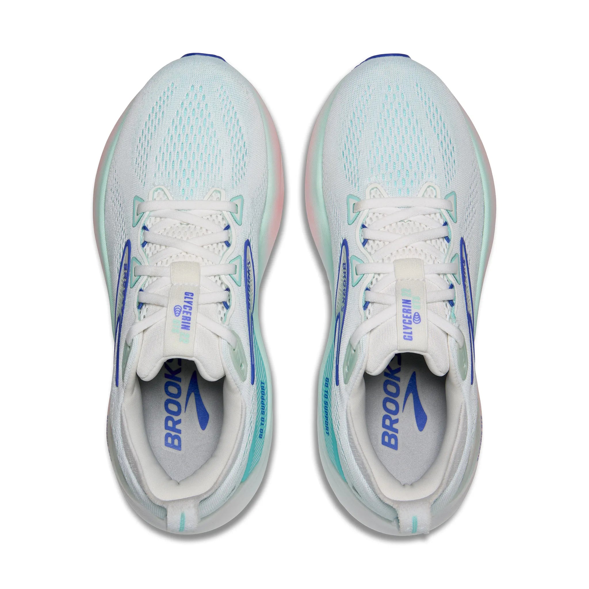 Brooks Glycerin GTS 22 Womens Running Shoes - White/Blue
