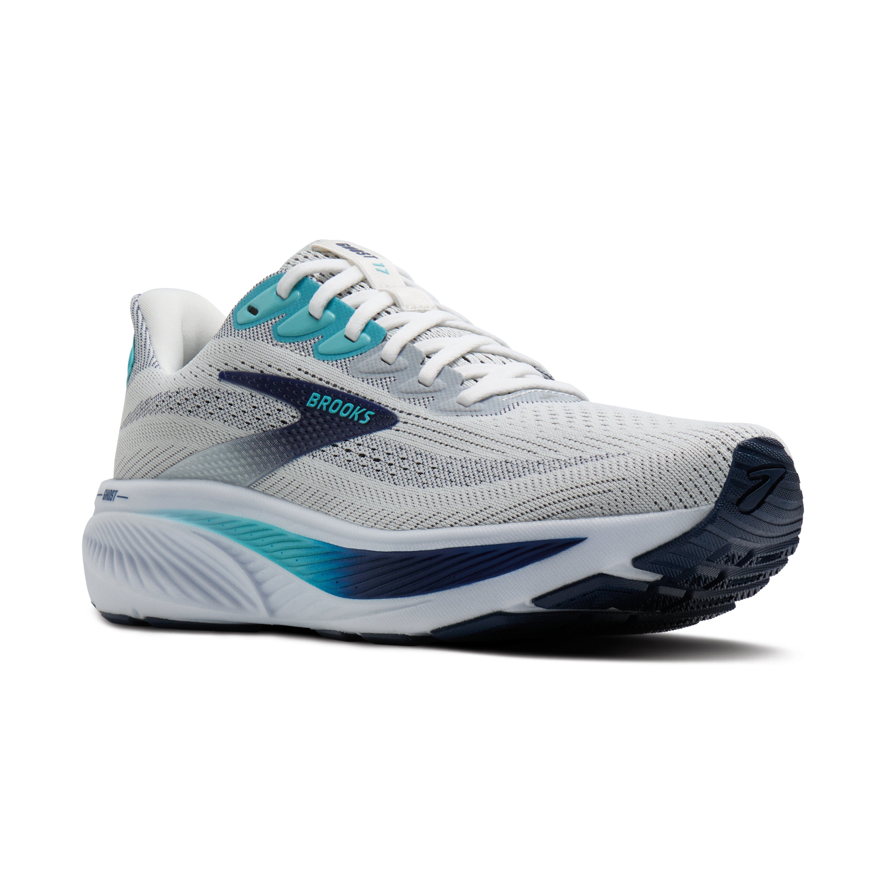Brooks Ghost 17 Mens Running Shoes - White/Beacon Blue/Ipanema