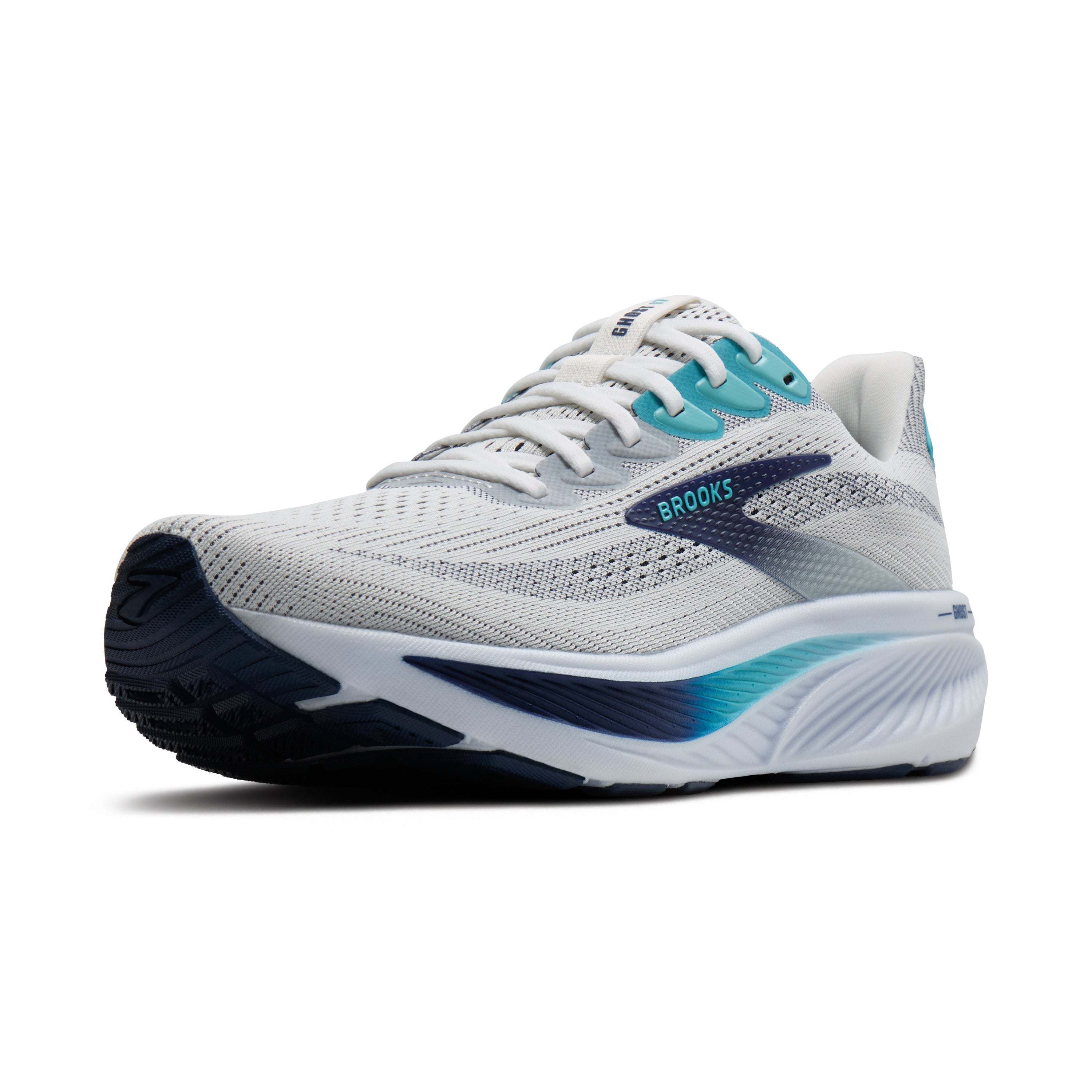 Brooks Ghost 17 Mens Running Shoes - White/Beacon Blue/Ipanema