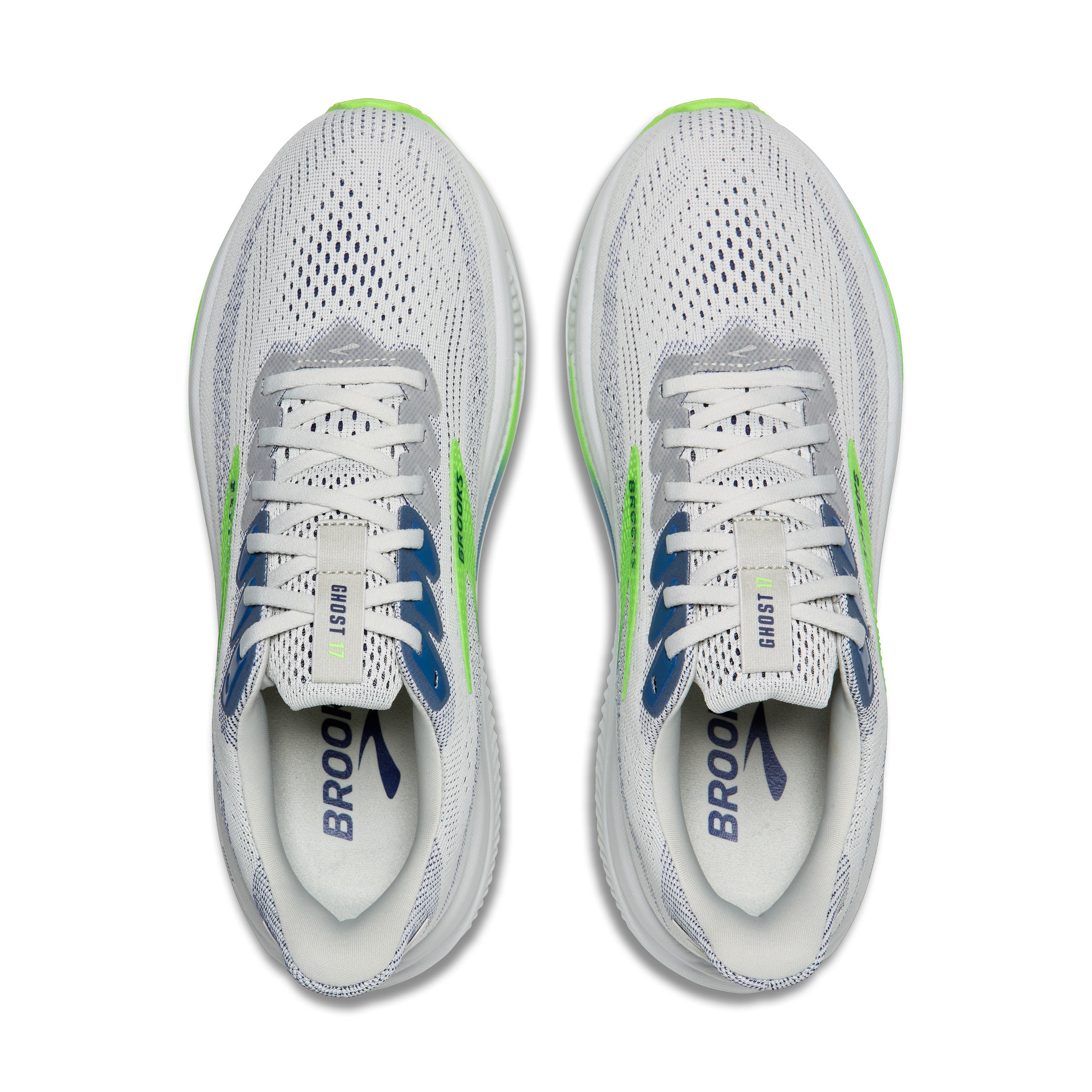 Brooks Ghost 17 Mens Running Shoes - Oyster/Beacon Blue/Gecko