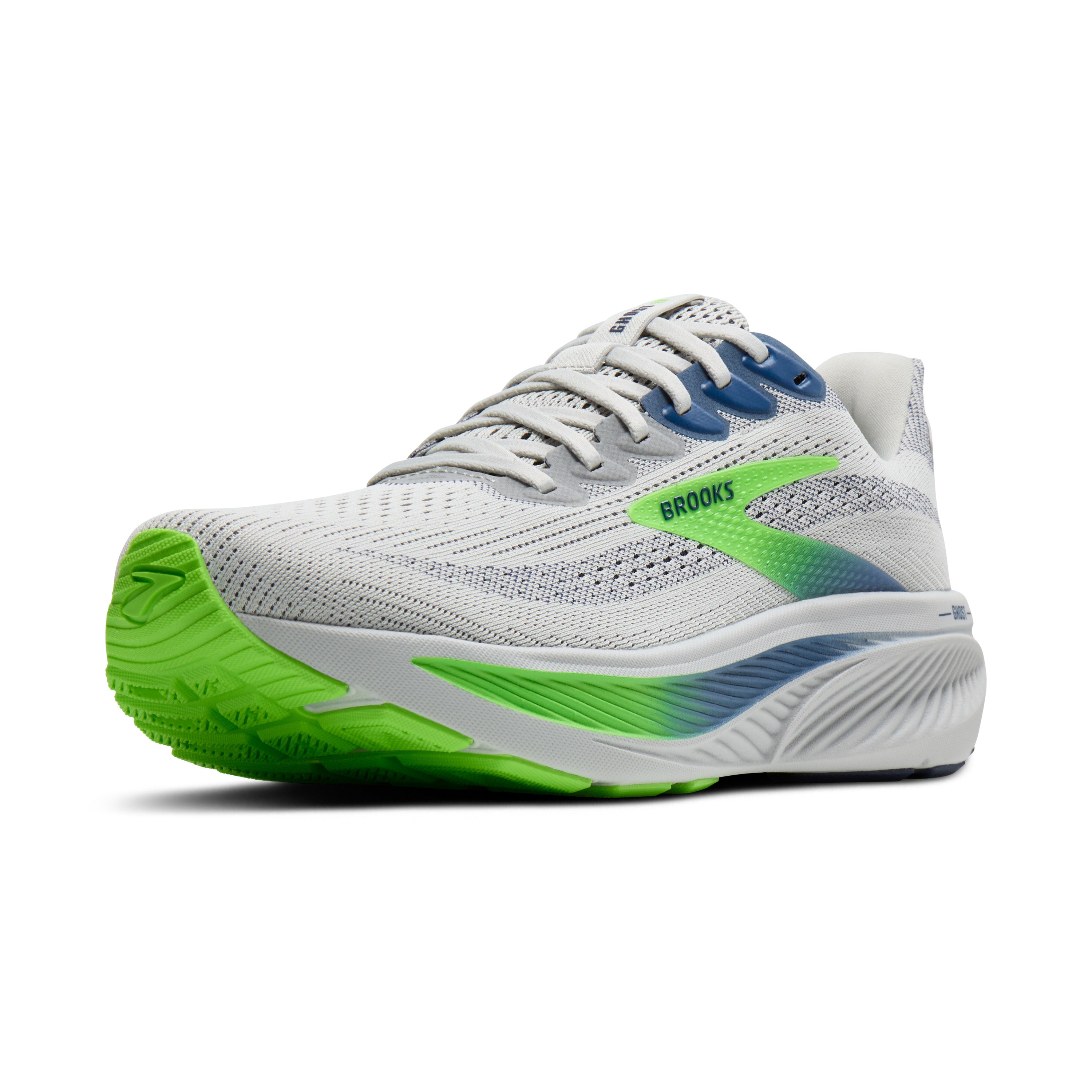 Brooks Ghost 17 Mens Running Shoes - Oyster/Beacon Blue/Gecko