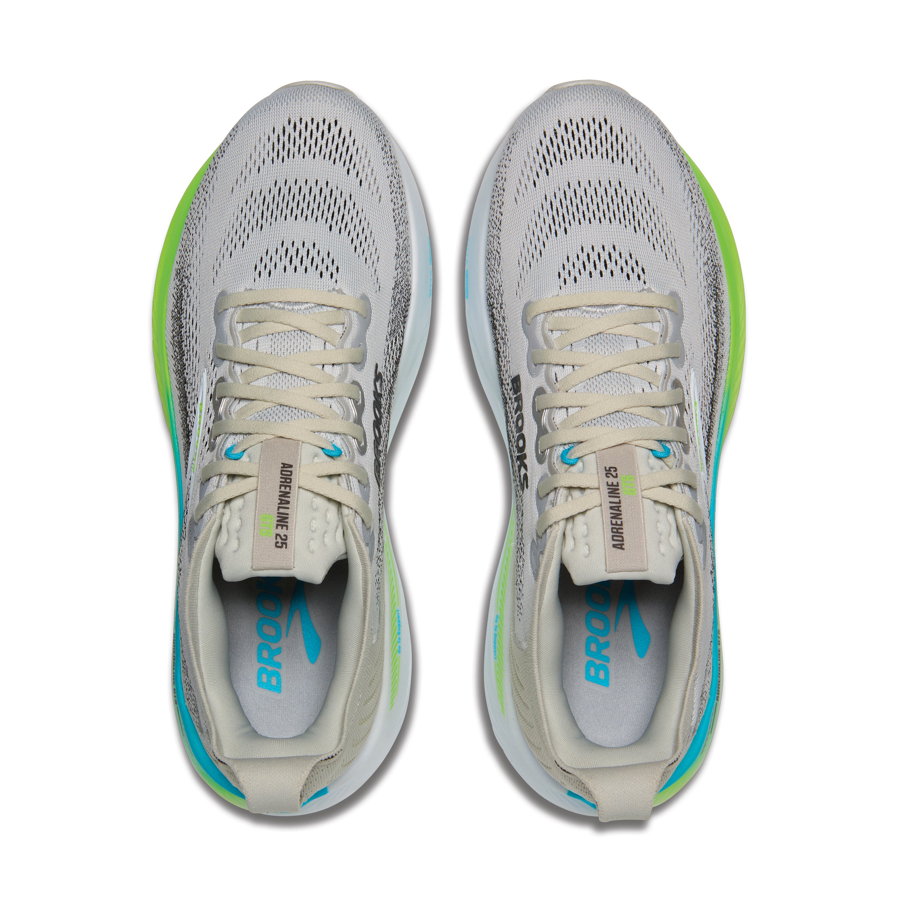 Brooks Adrenaline GTS 25 Mens Running Shoes - Oyster/Green Gecko/Blue