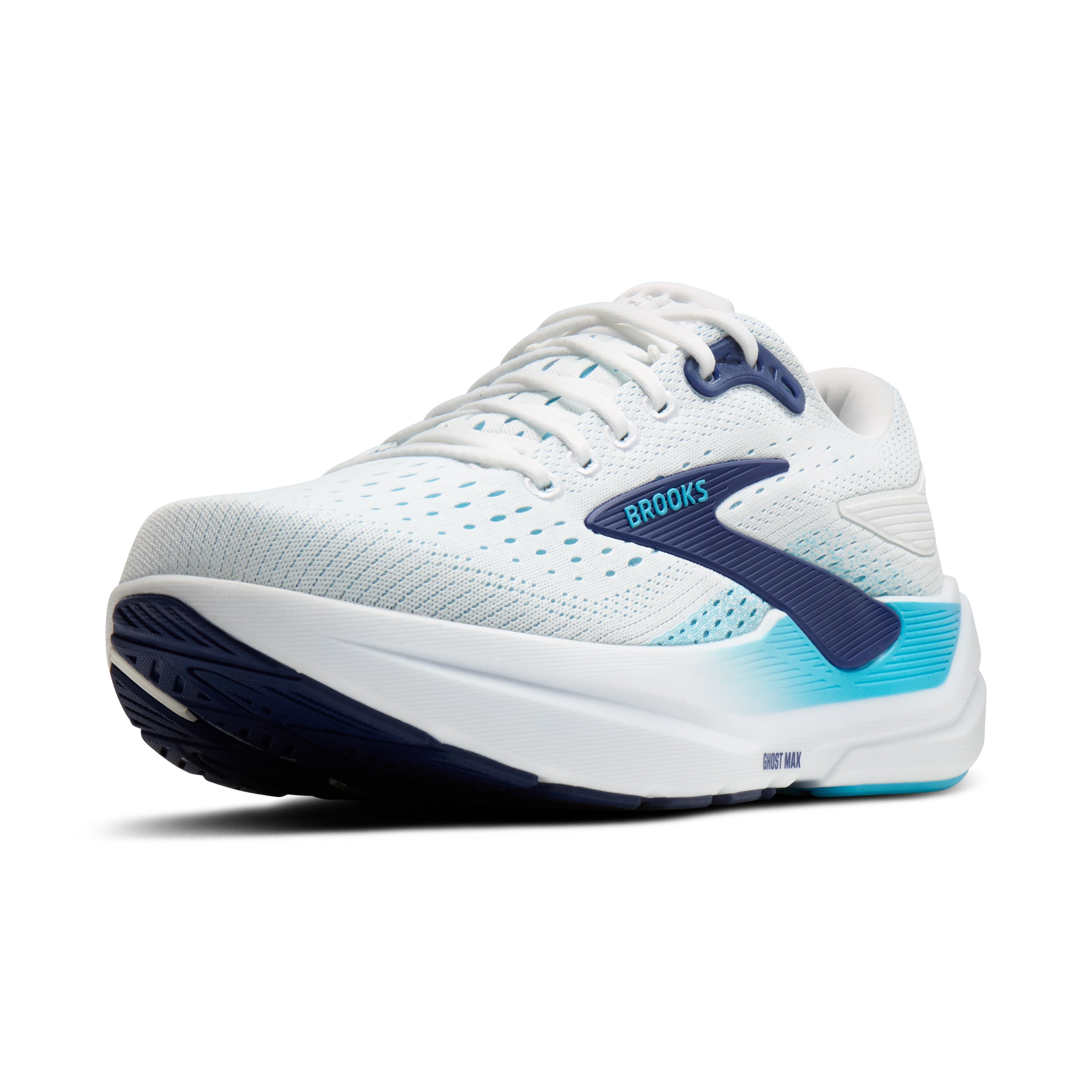 Brooks Ghost Max 3 Mens Running Shoes - Bright White/Beacon Blue/Teal