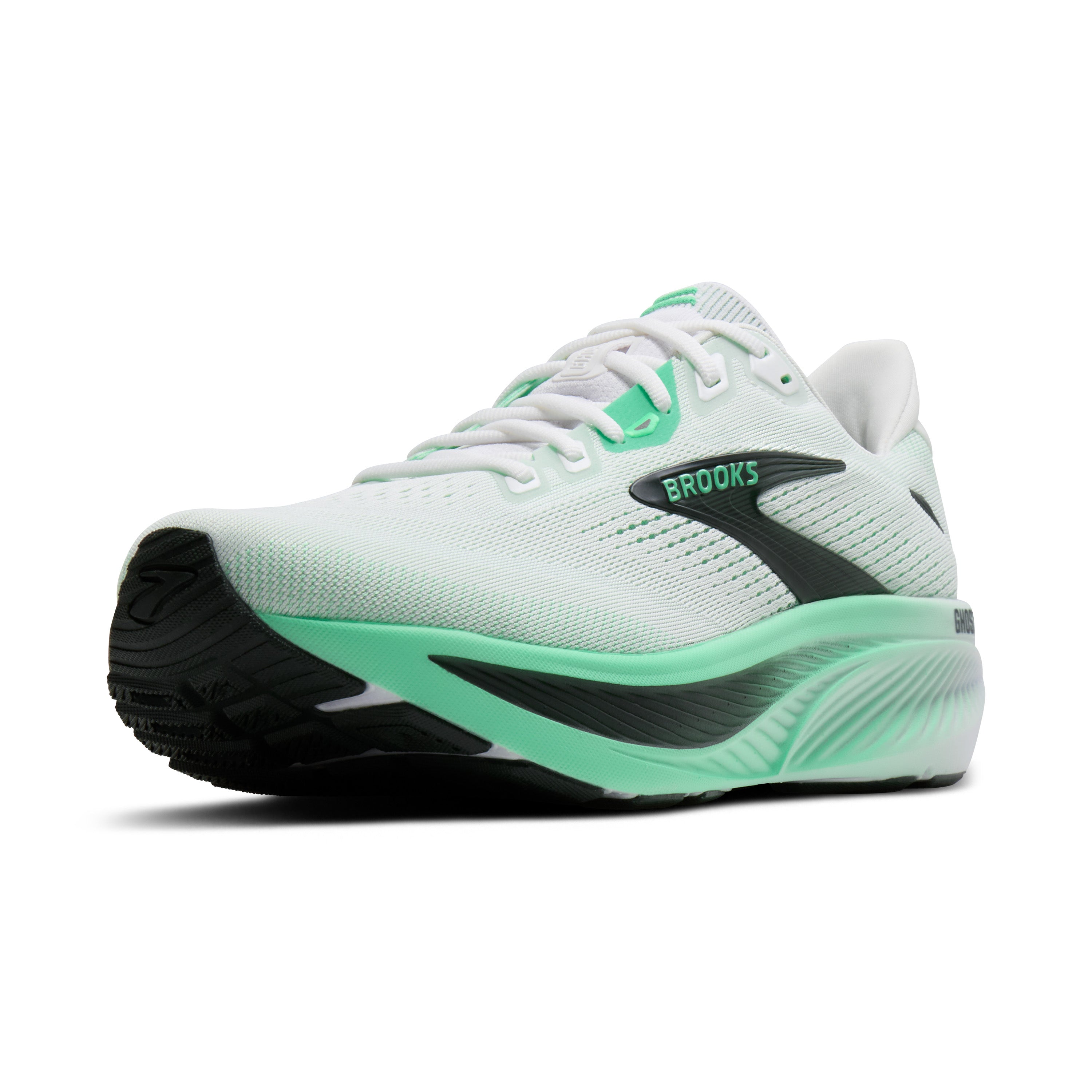 Brooks Ghost 18 Mens Running Shoes - White/Spring Bud/Spruce