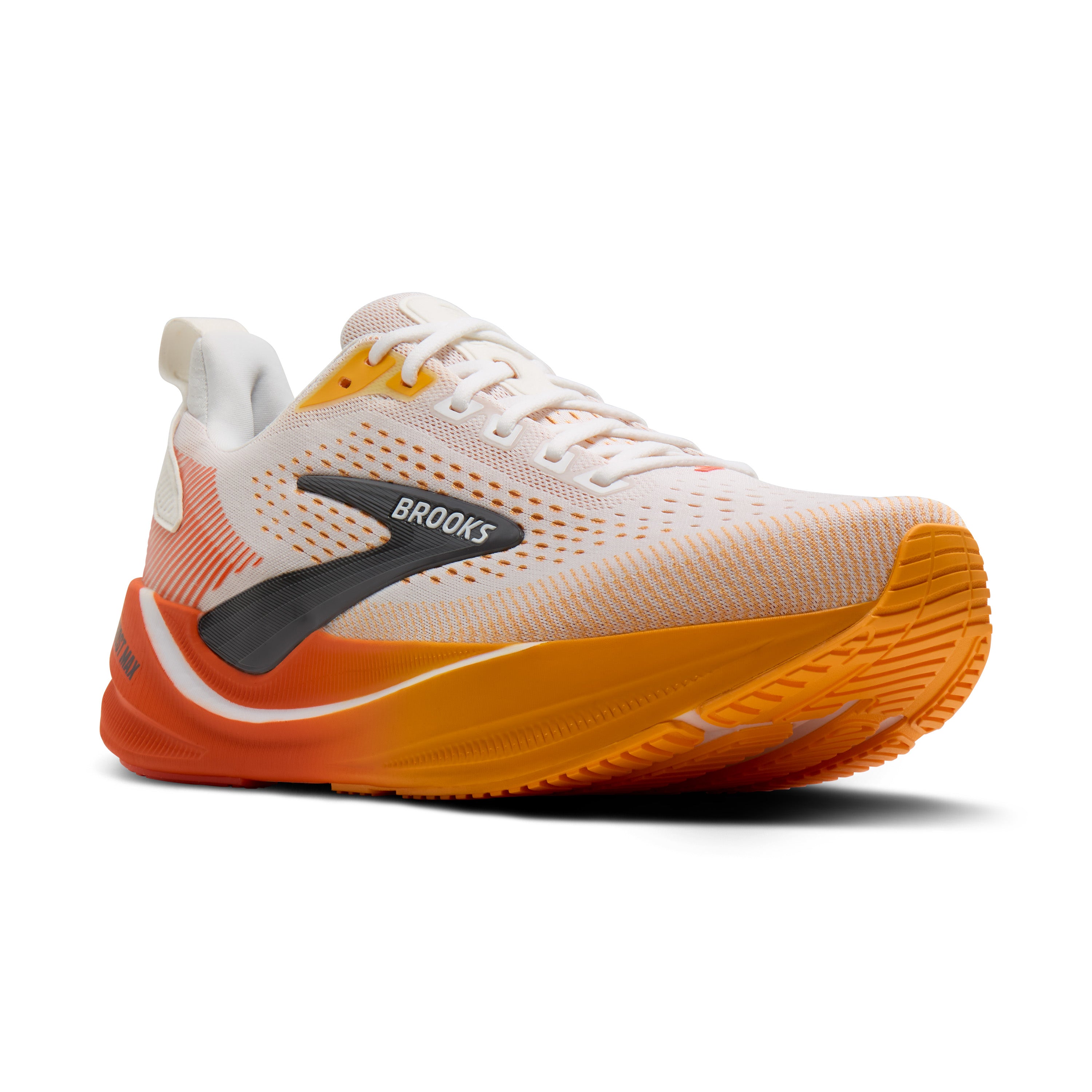 Brooks Ghost Max 4 Mens Running Shoes - White/Orange/Red