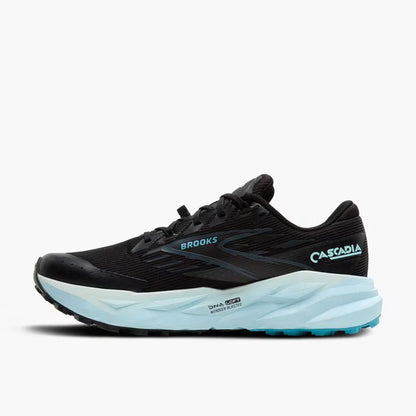Brooks Cascadia 19 GTX Womens Trail Running Shoes - Black/Ebony/Blue Flower