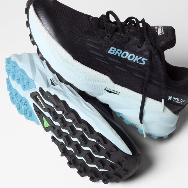 Brooks Cascadia 19 GTX Womens Trail Running Shoes - Black/Ebony/Blue Flower