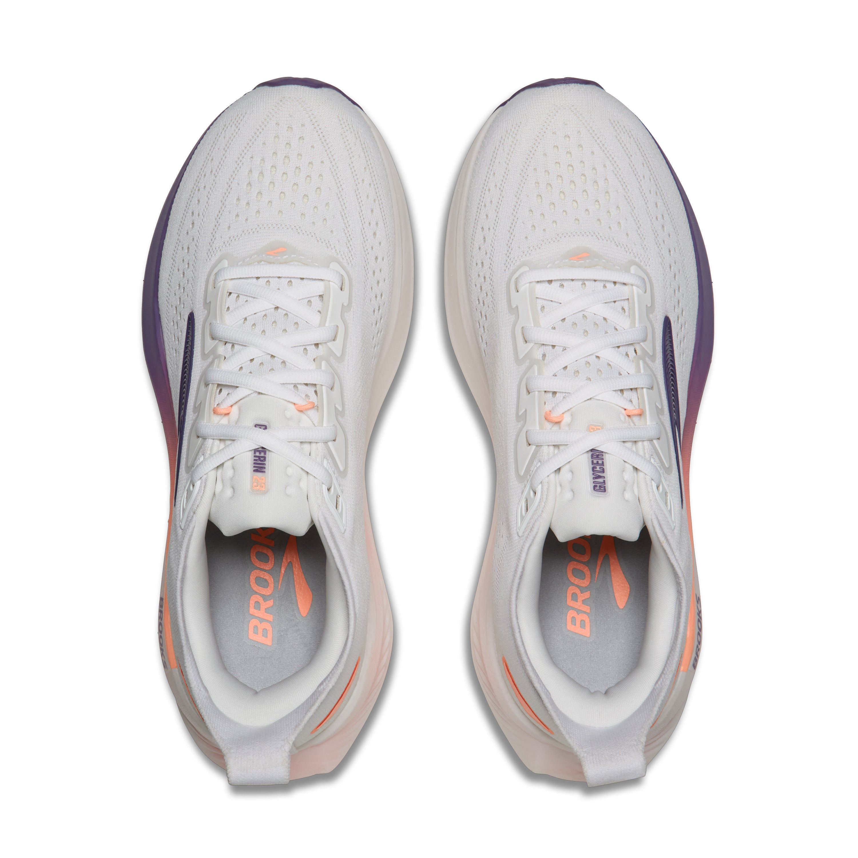 Brooks Glycerin 23 Womens Running Shoes - White/Mulled Grape/Clear