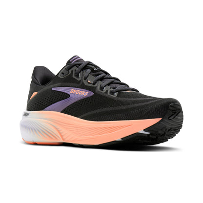 Brooks Ghost 18 Womens Running Shoe - Black/Mulled Grape/Peach