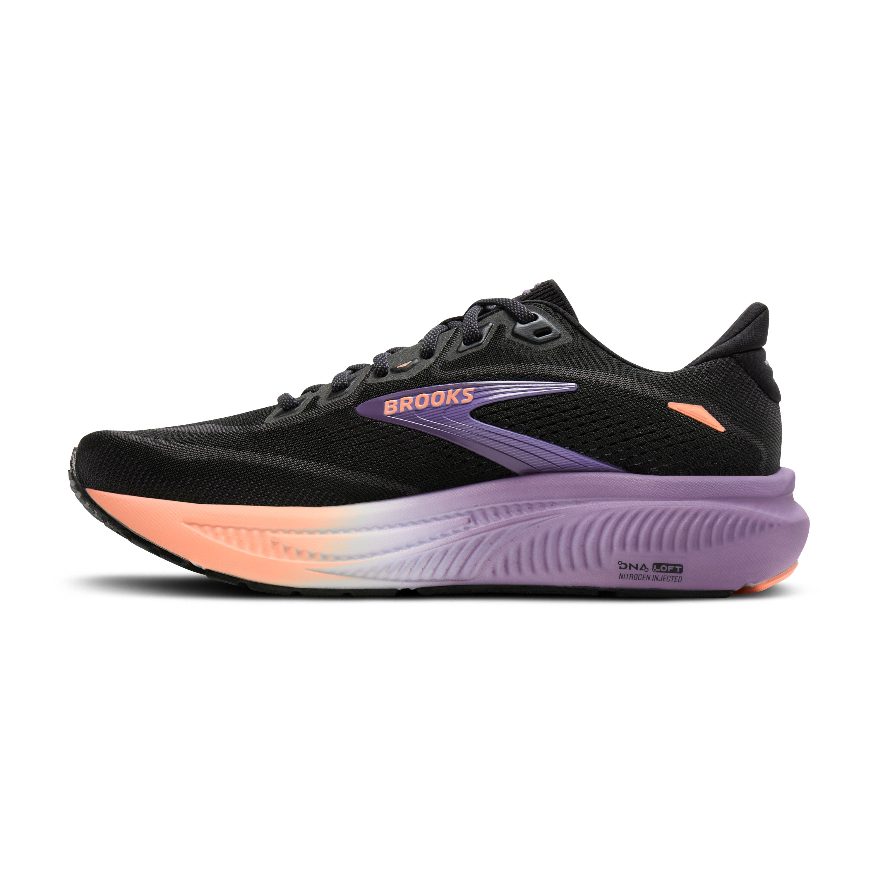 Brooks Ghost 18 Womens Running Shoe - Black/Mulled Grape/Peach