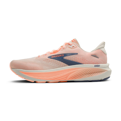 Brooks Ghost 18 Womens Running Shoe - Star White/Cyber Peach/Grey