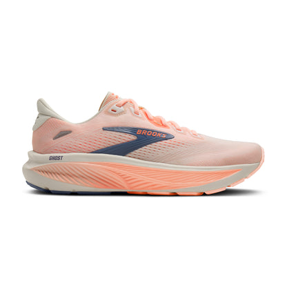 Brooks Ghost 18 Womens Running Shoe - Star White/Cyber Peach/Grey