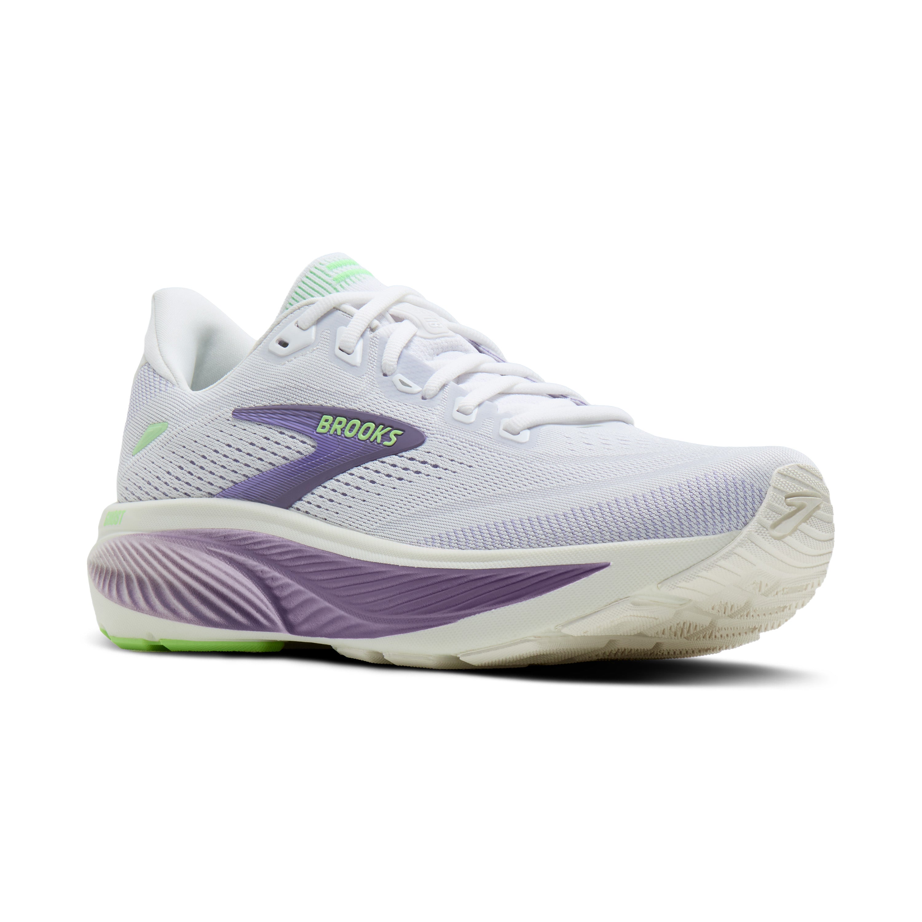 Brooks Ghost 18 Womens Running Shoe - White/Purple Hebe/Green
