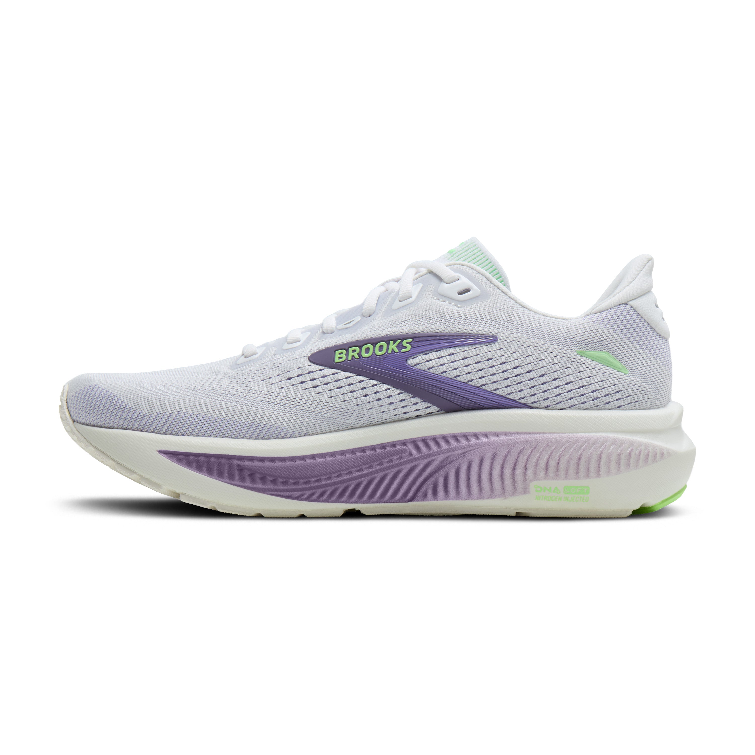 Brooks Ghost 18 Womens Running Shoe - White/Purple Hebe/Green