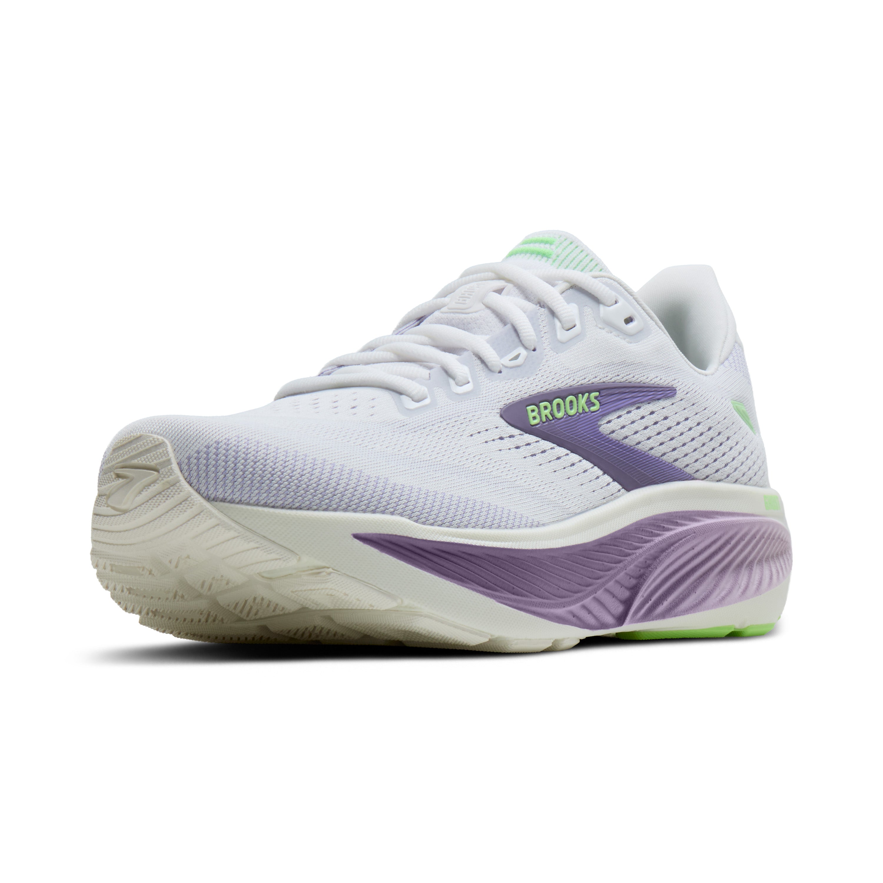 Brooks Ghost 18 Womens Running Shoe - White/Purple Hebe/Green