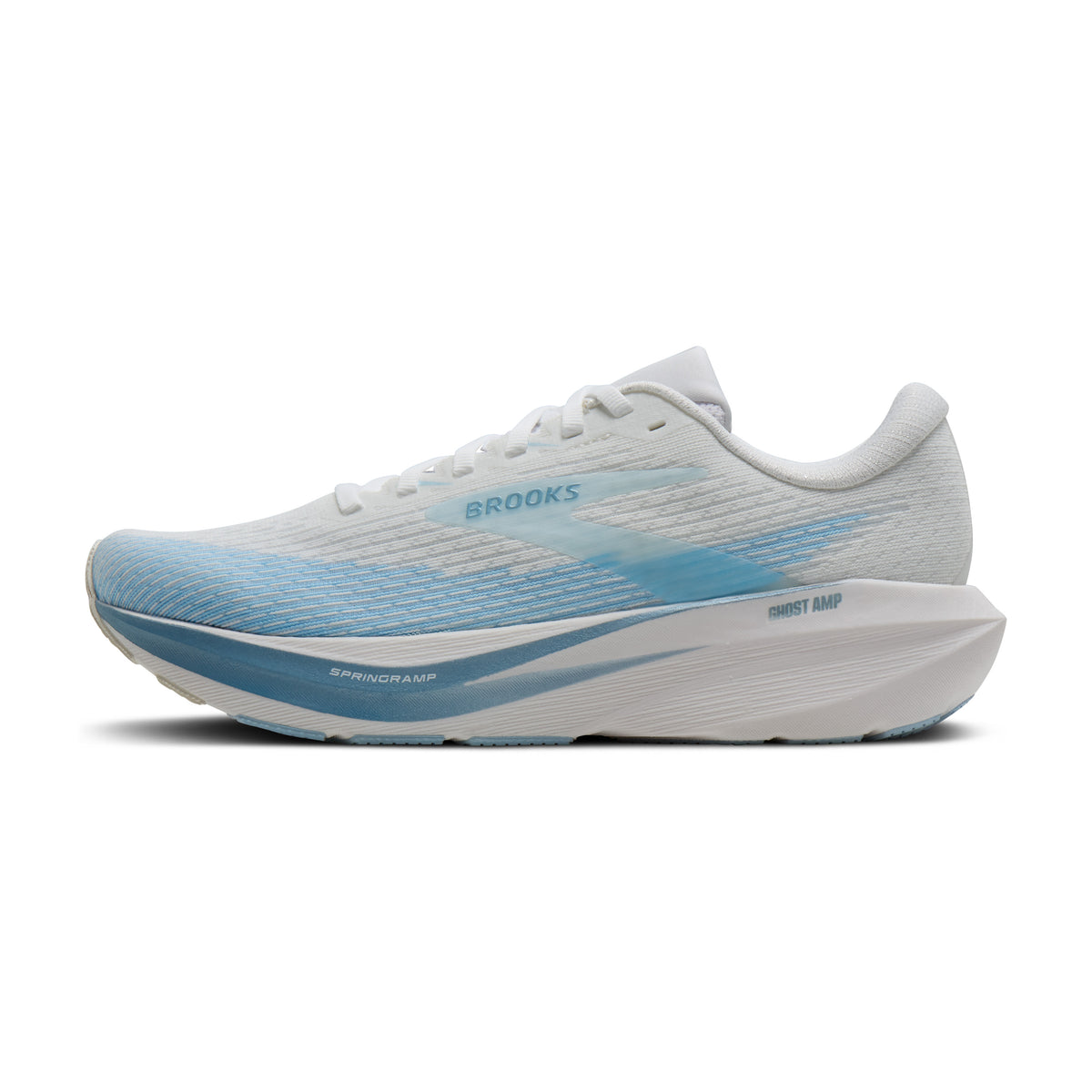 Brooks Ghost Amp Womens Running Shoe - White/Blue/Metallic