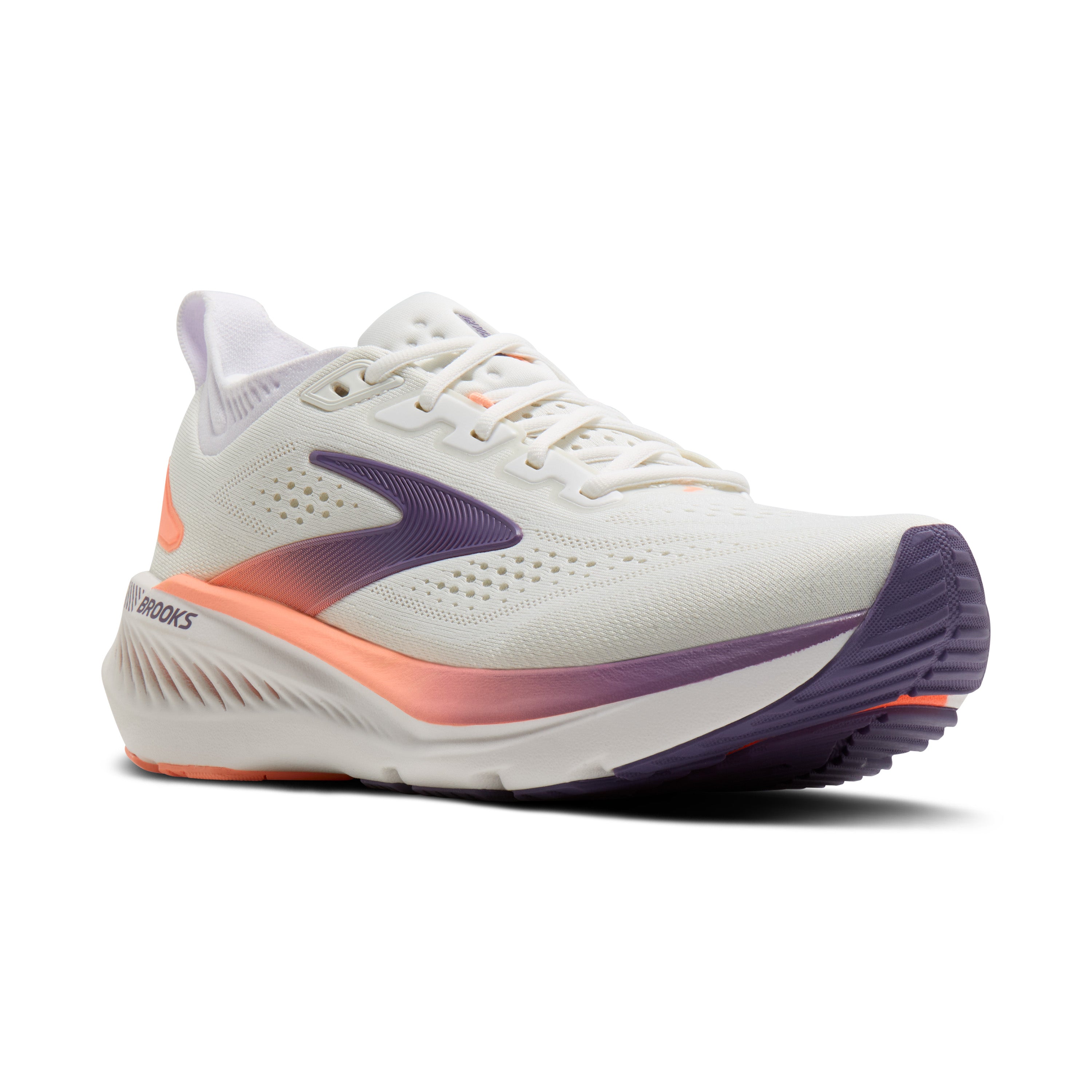 Brooks Glycerin GTS 23 Womens Running Shoes - White/Mulled Grape/Clear