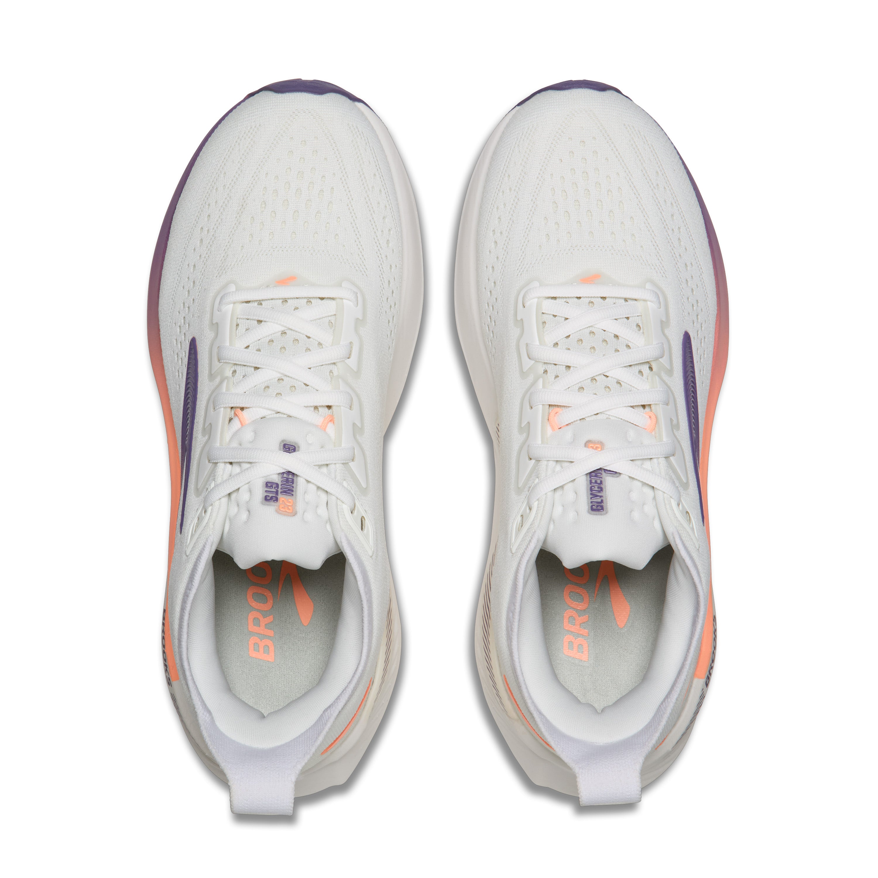 Brooks Glycerin GTS 23 Womens Running Shoes - White/Mulled Grape/Clear