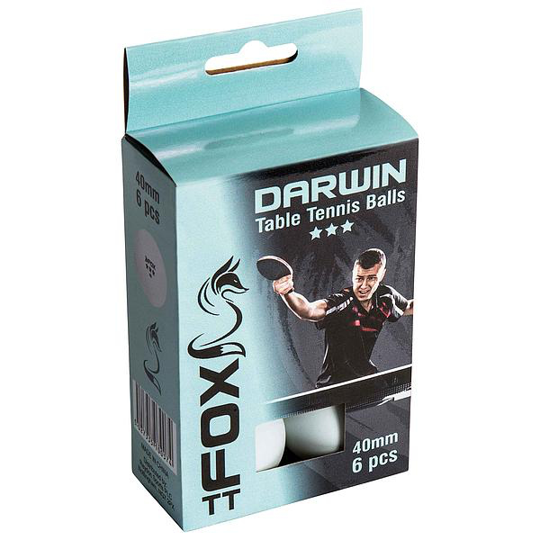 Fox TT Darwin 3 Star Table Tennis Balls (Pack of 6)