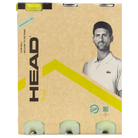 Head Team Tennis Balls Pack of 12 (3 Tubes of 4) - Yellow
