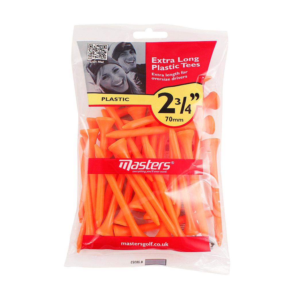 Image of bright orange golf tees in clear bag