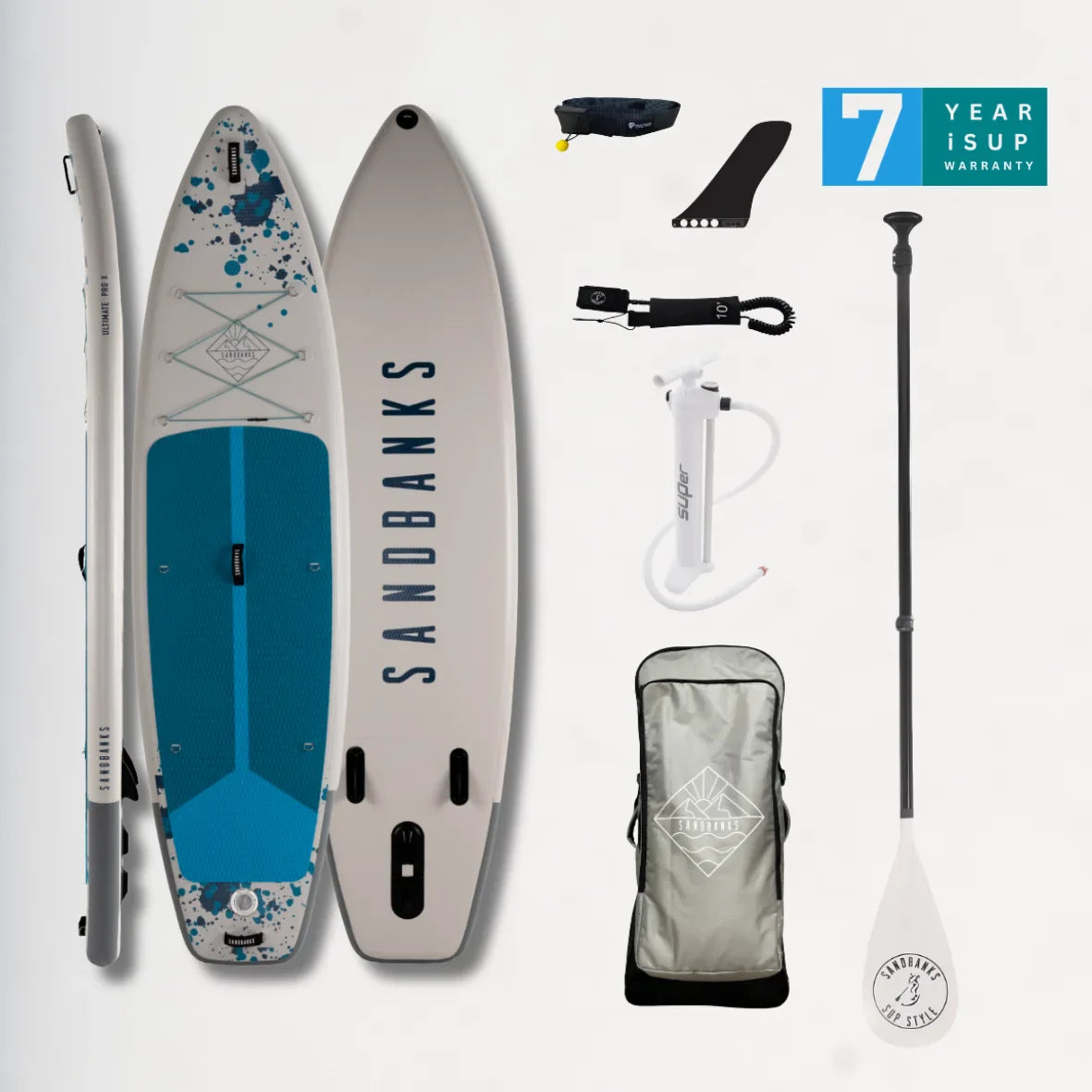 Sandbanks Style Pro-X 10'6'' x 32'' x 4.75'' iSUP Paddleboard package Blue