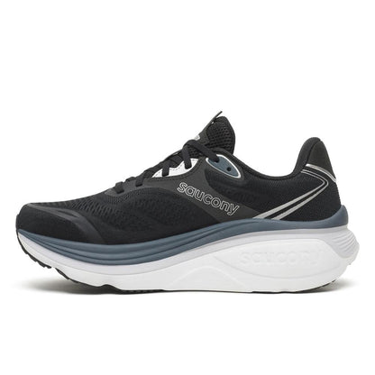 Saucony Hurricane 26 Mens Running Shoes - Black/Silver with 'Saucony' branding on a white background
