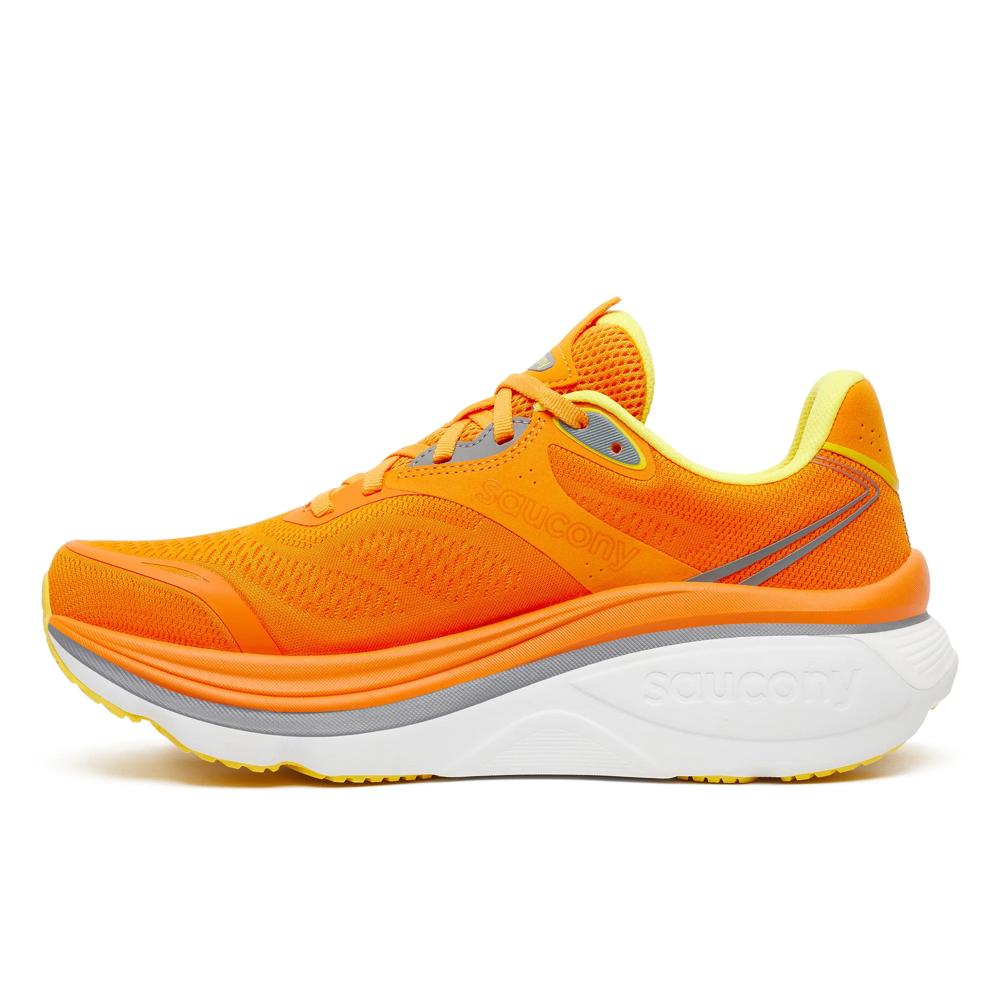 A Saucony Hurricane 26 Mens Running Shoes - Fuego, shown from a side profile on a white background.